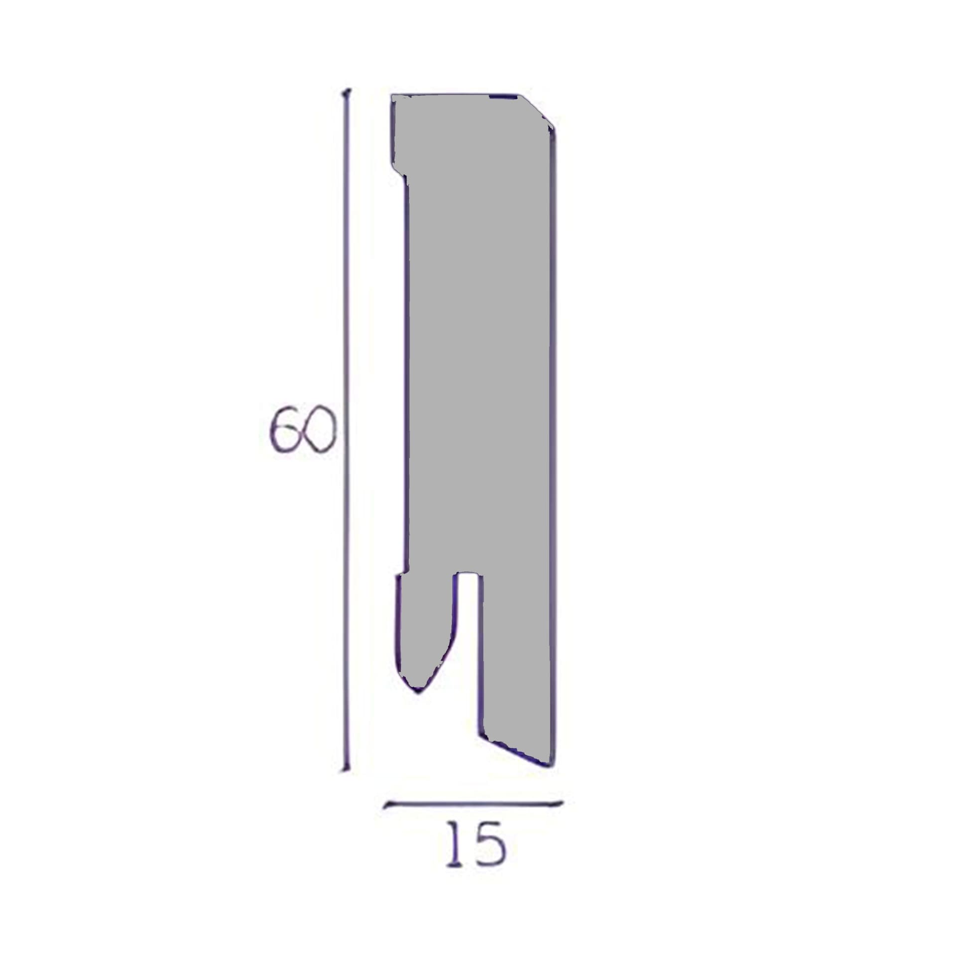 96ML Battiscopa Squadrato BASSO MDF 60X15 tutte le essenze incl. ral 9016, nero, argento - 4