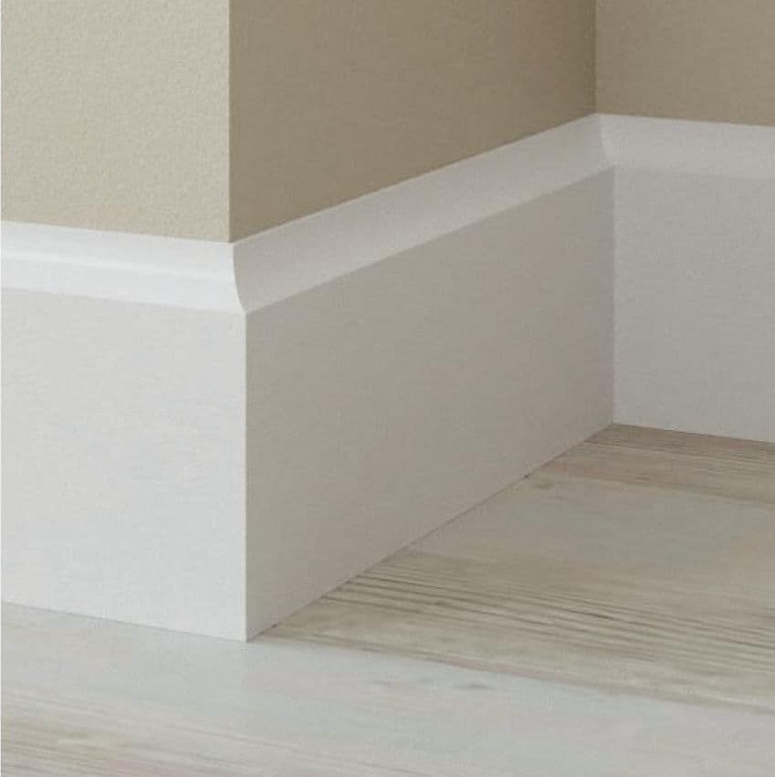 96ML BATTISCOPA legno /MASSELLO SUPER ALTO MOD. ARAGONA 120X14 Bianco - 2