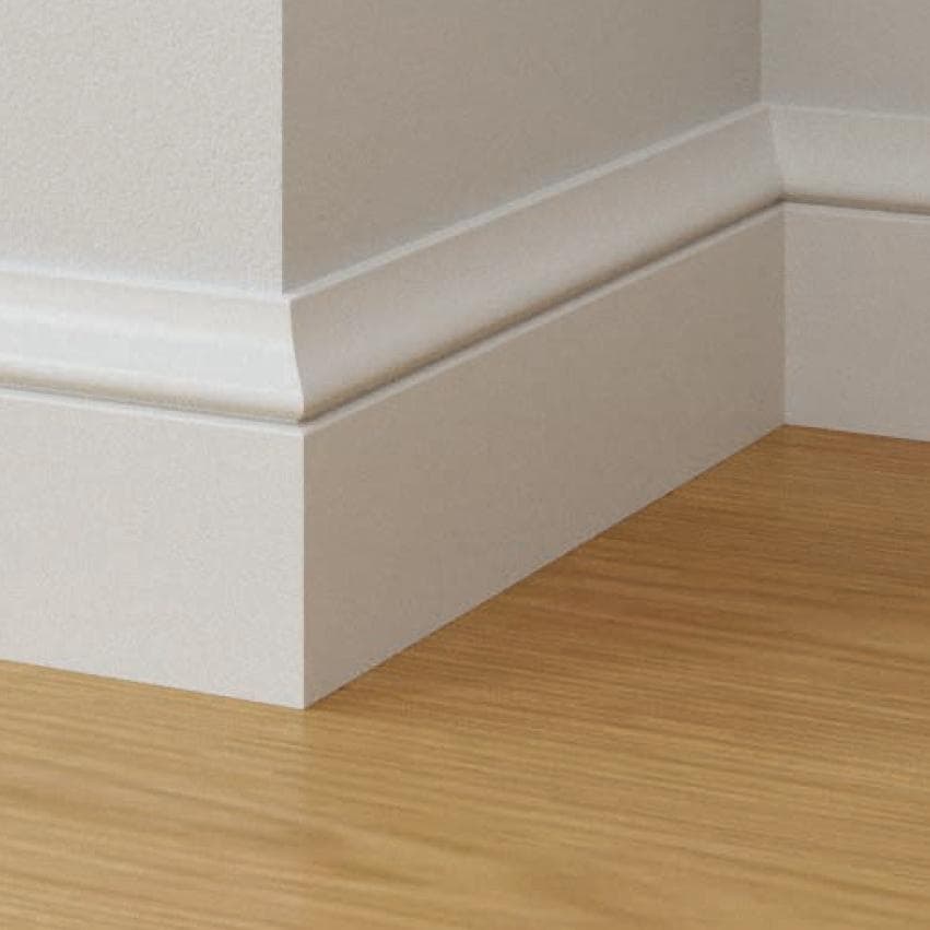 96ML BATTISCOPA in legno MASSICCIO/MASSELLO MOLTO ALTO 95X14 Bianco - 2