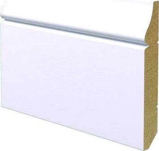 96ML BATTISCOPA in legno MASSICCIO/MASSELLO MOLTO ALTO 95X14 Bianco - 3