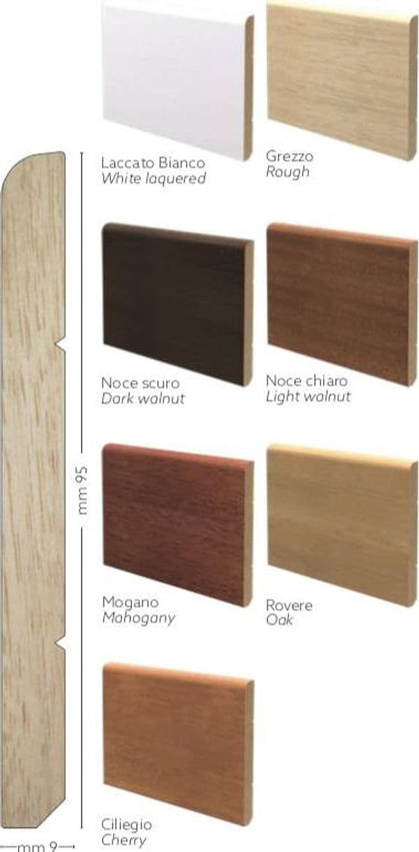 96ML BATTISCOPA legno MASSELLO AYOUS ALTO BECCO DI CIVETTA 95X9 - 3