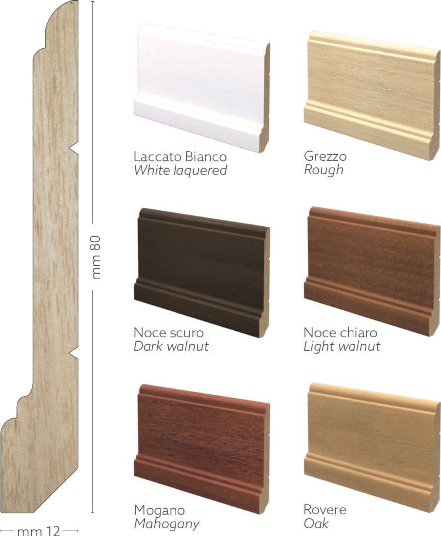 96ML BATTISCOPA in legno MASSICCIO/MASSELLO MOD MILANESE 80X12 - 3