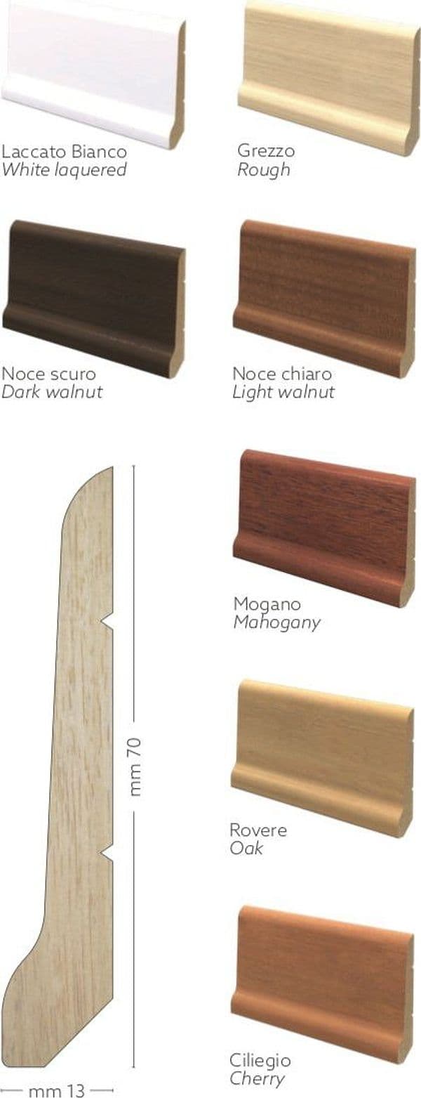 96ML BATTISCOPA ZOCCOLINO in legno MASSELLO MODENESE 70X13 - 3