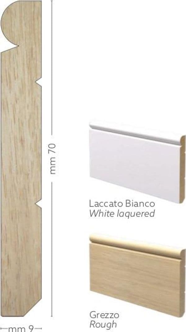 96ML battiscopa zoccolino in LEGNO MASSICCIO/MASSELLO baronetto 70X9 - 3