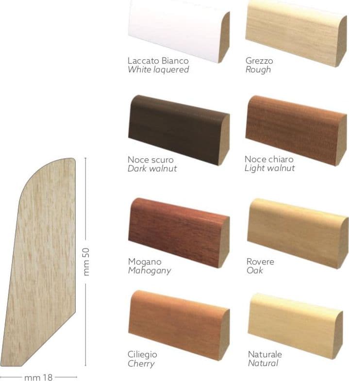 96ML BATTISCOPA ZOCCOLINO in legno MASSELLO Inclinato 50X18 - 3