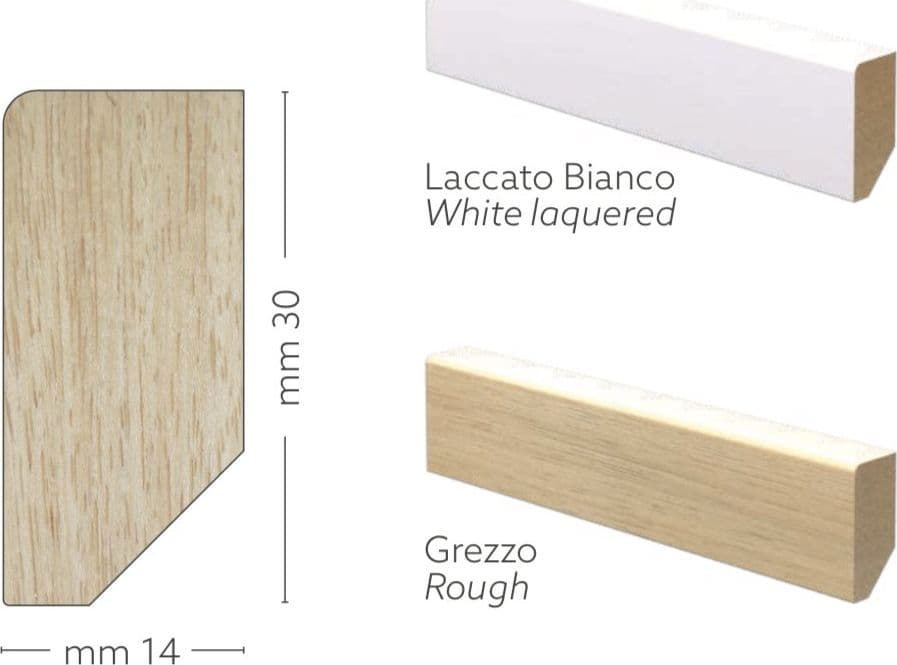 96ML Battiscopa Zoccolino in LEGNO MASSELLO Moderno squadrato 30X14 - 3