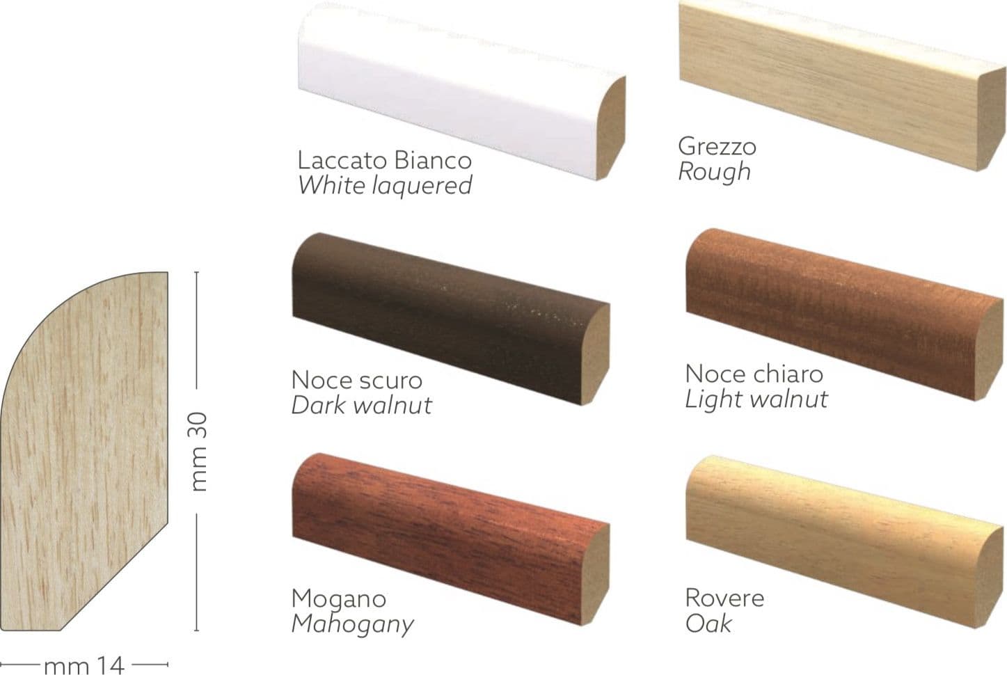 96ML BATTISCOPA ZOCCOLINO in legno MASSELLO Moderno 30X14 varie essenza - 4