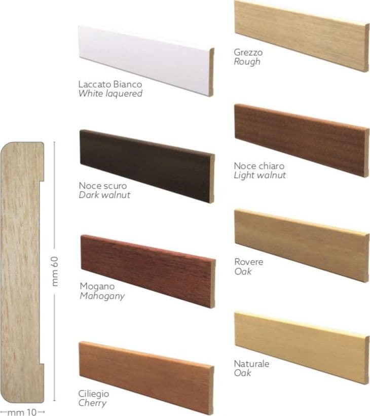 56ML di Coprifilo Mostrina telaio battisedia porte e finestre in Legno massello 60x10 ayous - 3