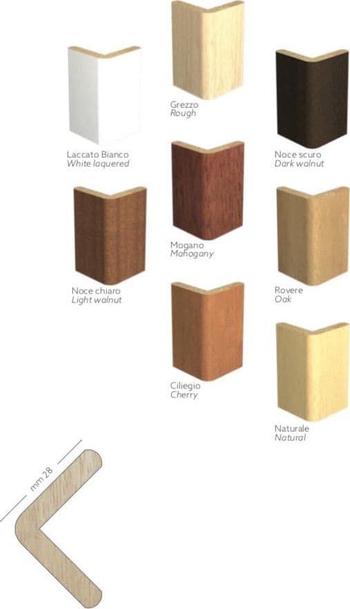 60ML Paraspigolo Salvangoli profilo angolare  Legno massiccio AYOUS 28x28 - 2