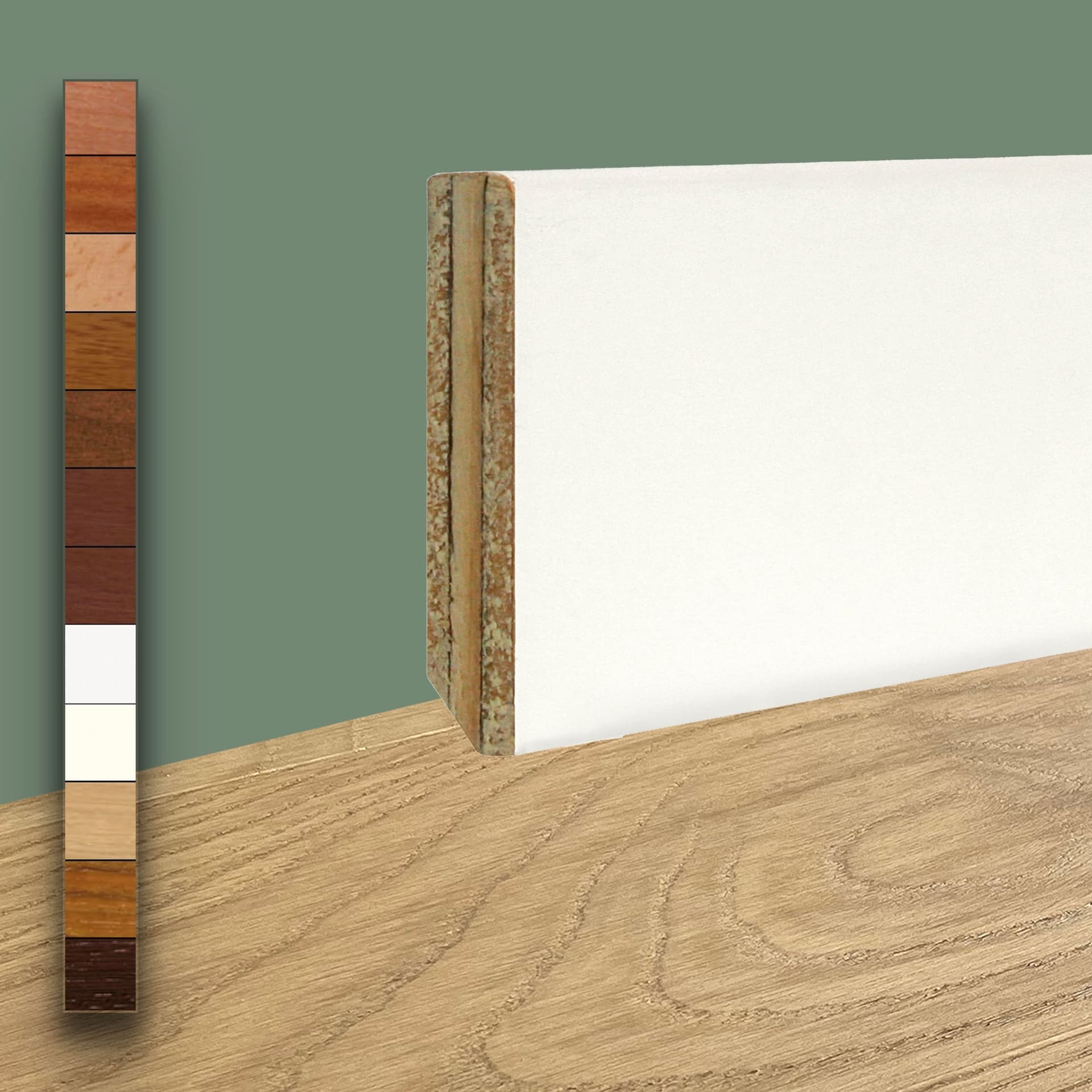 96ML Battiscopa in legno Impiallacciato Squadrato dritto 80x10-13mm tutte le essenze - 2