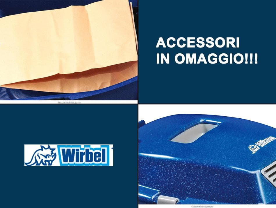 MIKROS ASPIRAPOLVERE PROFESSIONALE 1000W WIRBEL A TRAINO CON SACCHETTO FILTRO - 2
