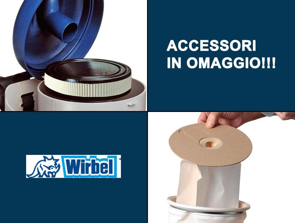 "W1 BC" ASPIRAPOLVERE ZAINETTO PROFESSIONALE 330W CON BATTERIA AL LITIO WIRBEL - 3