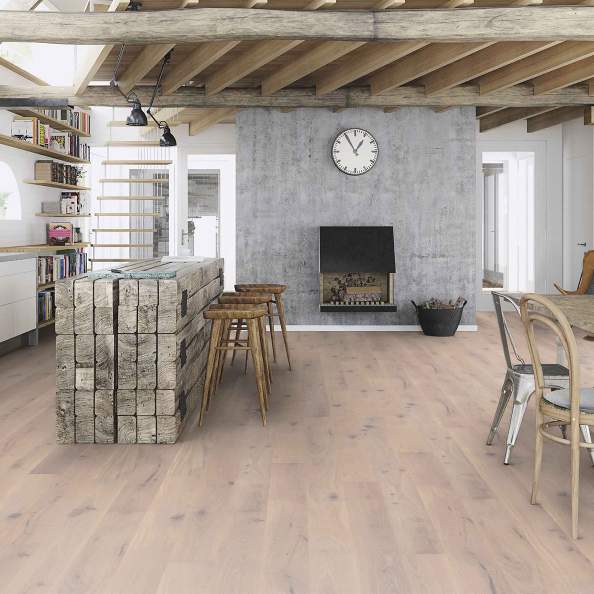 Parquet Prefinito Maxilistone Rovere Espressivo PALE WHITE 138x14x2200 Click - 2