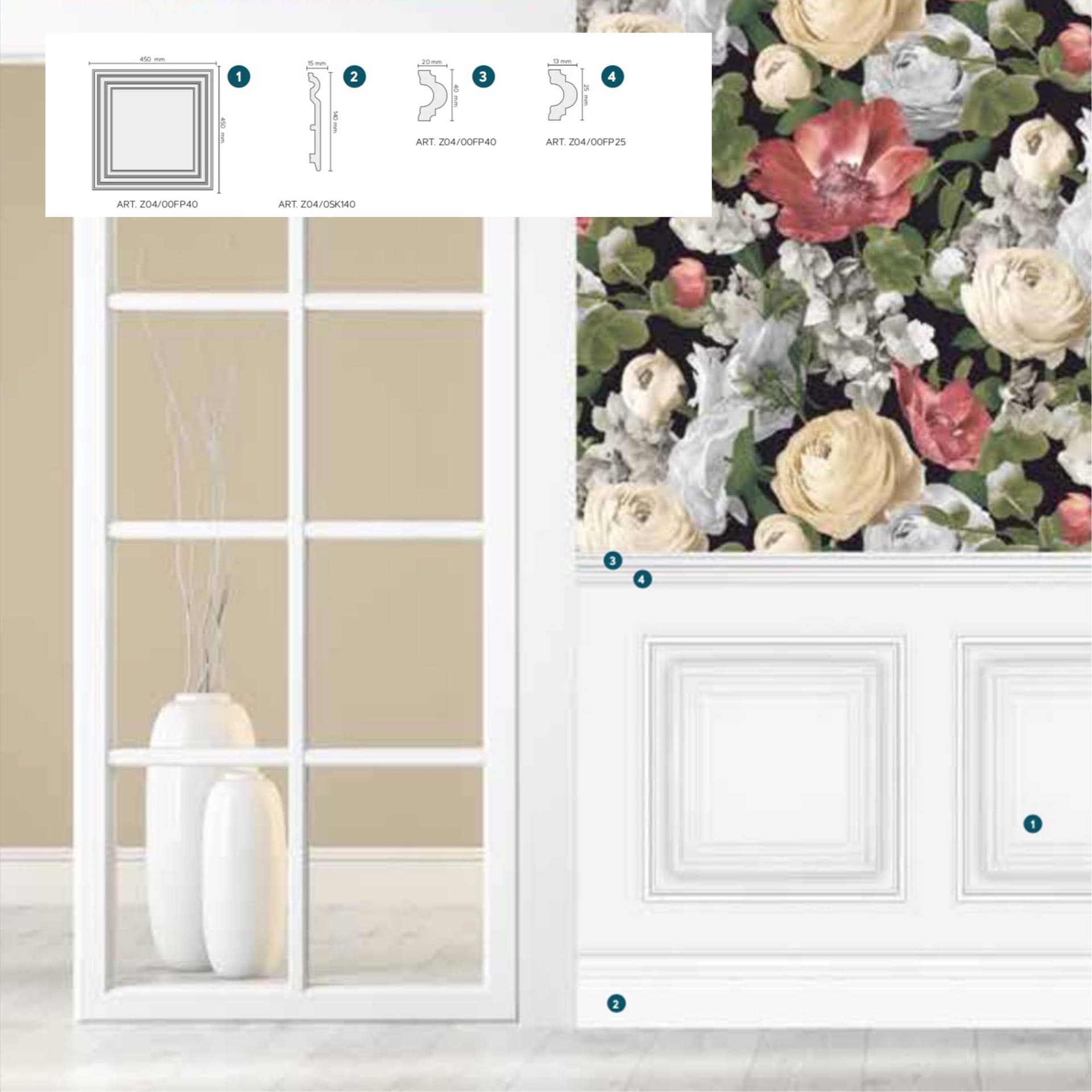 Pannello e accessori per Boiserie cassettoni in Polistrutturato - Duropolimero + soluzioni, idee e progetti. - 5