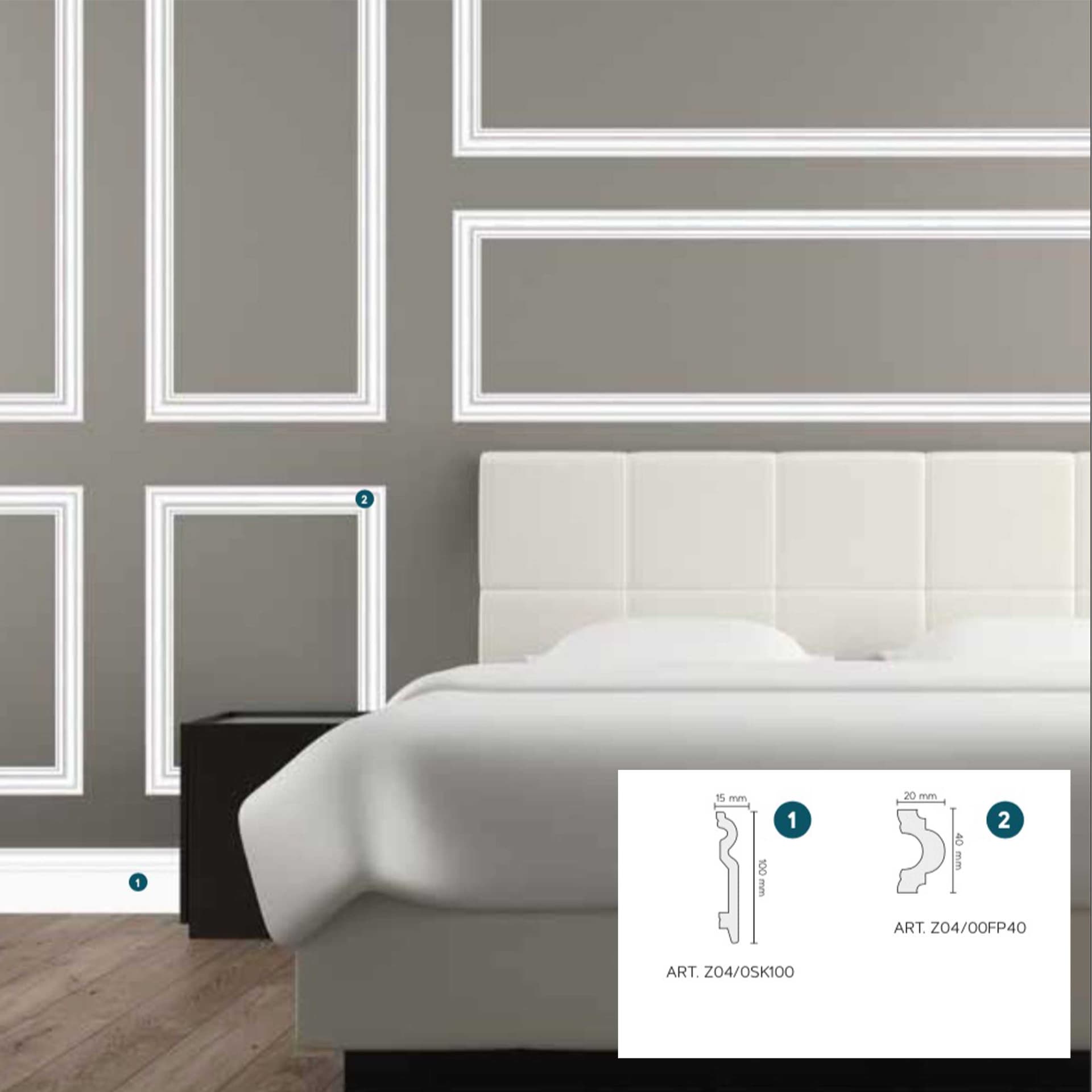 Pannello e accessori per Boiserie cassettoni in Polistrutturato - Duropolimero + soluzioni, idee e progetti. - 6