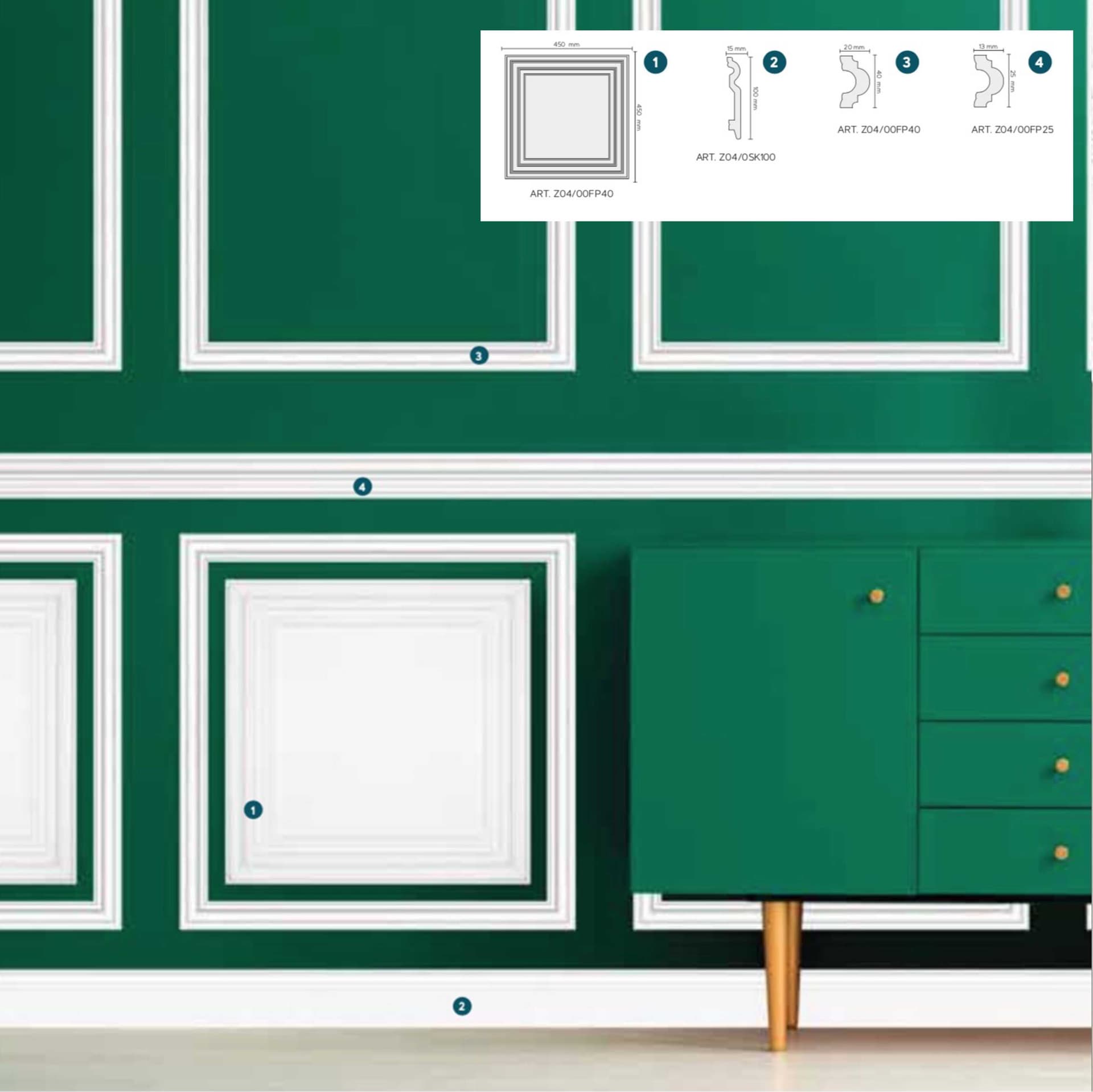 Pannello e accessori per Boiserie cassettoni in Polistrutturato - Duropolimero + soluzioni, idee e progetti. - 9