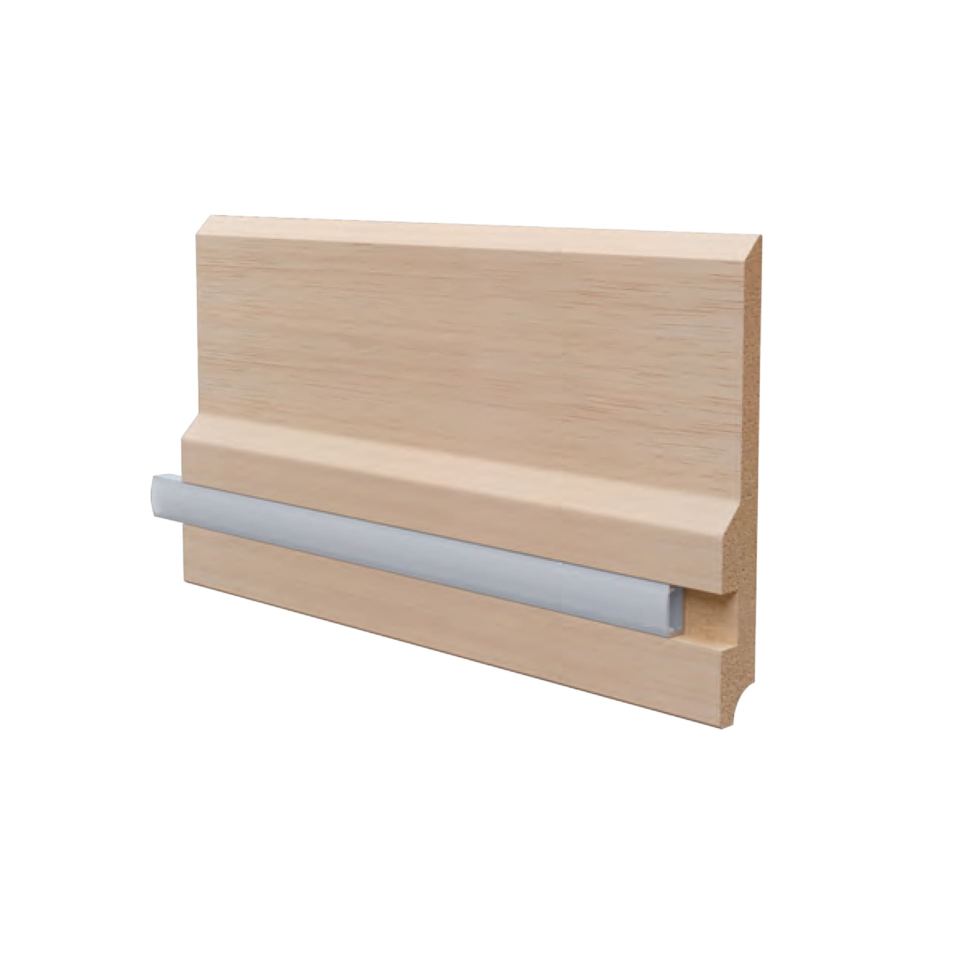 20ML o multipli di BATTISCOPA LED in legno MASSELLO mod. SKYLINE 150x18 + portaled Alluminio - 6