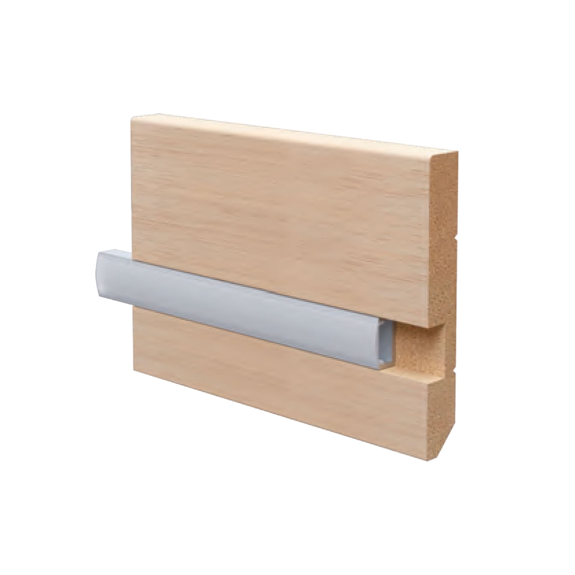 28ML o multipli di BATTISCOPA LED squadrato in legno MASSELLO 95x14 + portaled Alluminio - 6