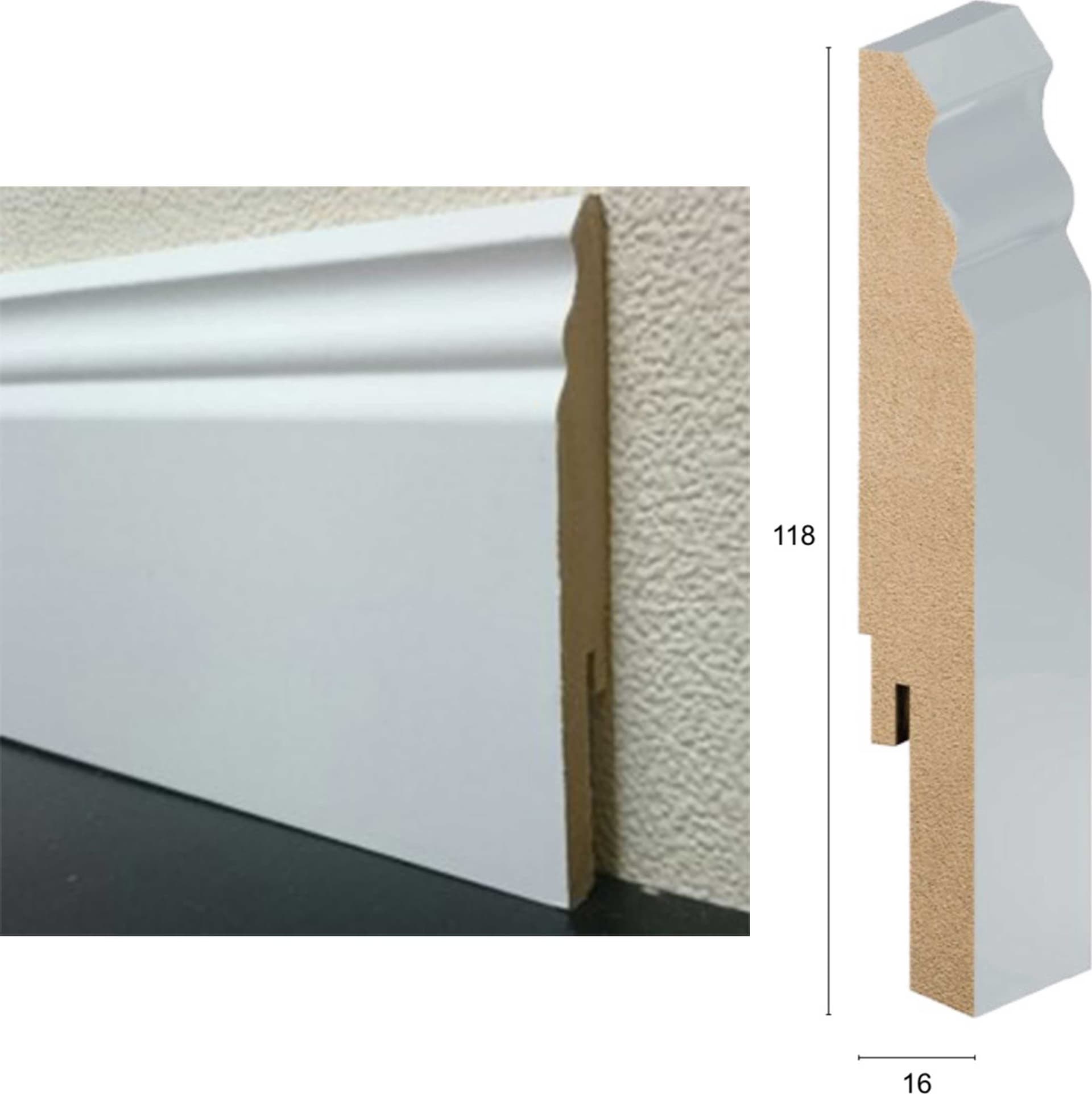100,8Ml di BATTISCOPA ZOCCOLINO in FIBRA DI LEGNO DUCALE CLIP&GO 118X16 - RAL 9003-9010-1013 con clip e angoli - 4