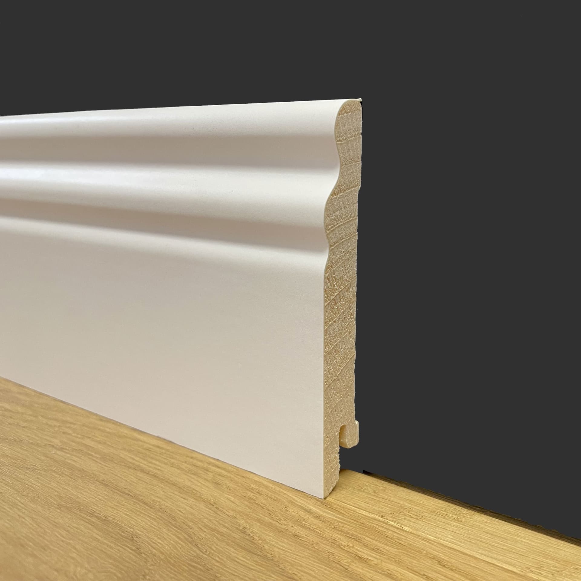 96ML di BATTISCOPA ZOCCOLINO DUCALE  in legno massiccio - massello 95X15 BIANCO - 2