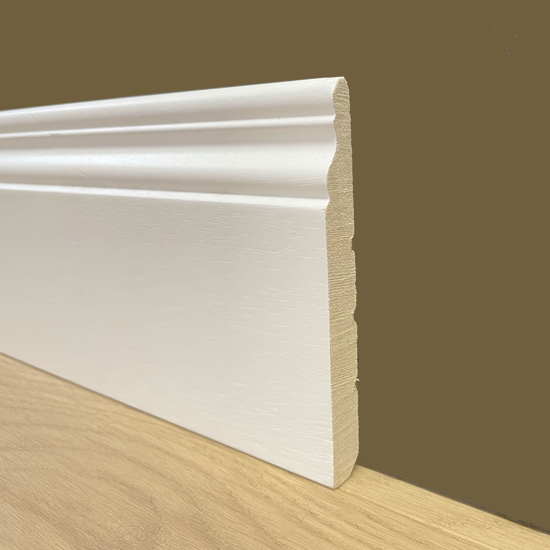 96ML di BATTISCOPA in legno DUCALE 140X13 ZOCCOLINO MASSELLO ALTO bianco - 2