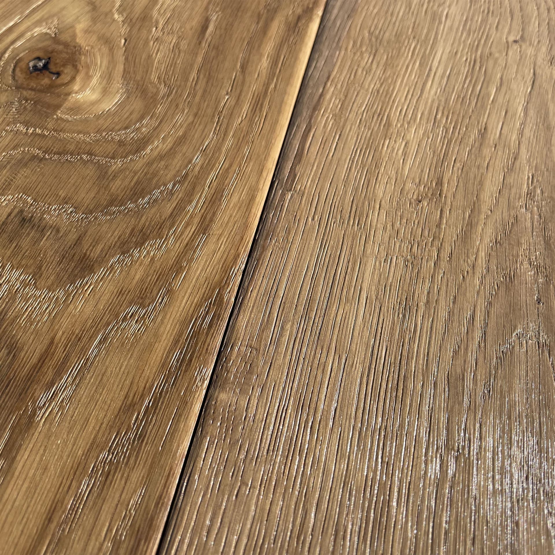 Maxilistone parquet "I MANUFATTI" quercia TERRA Olio/Cera 12x158x600/1830 piallata e bisellata a mano - 2