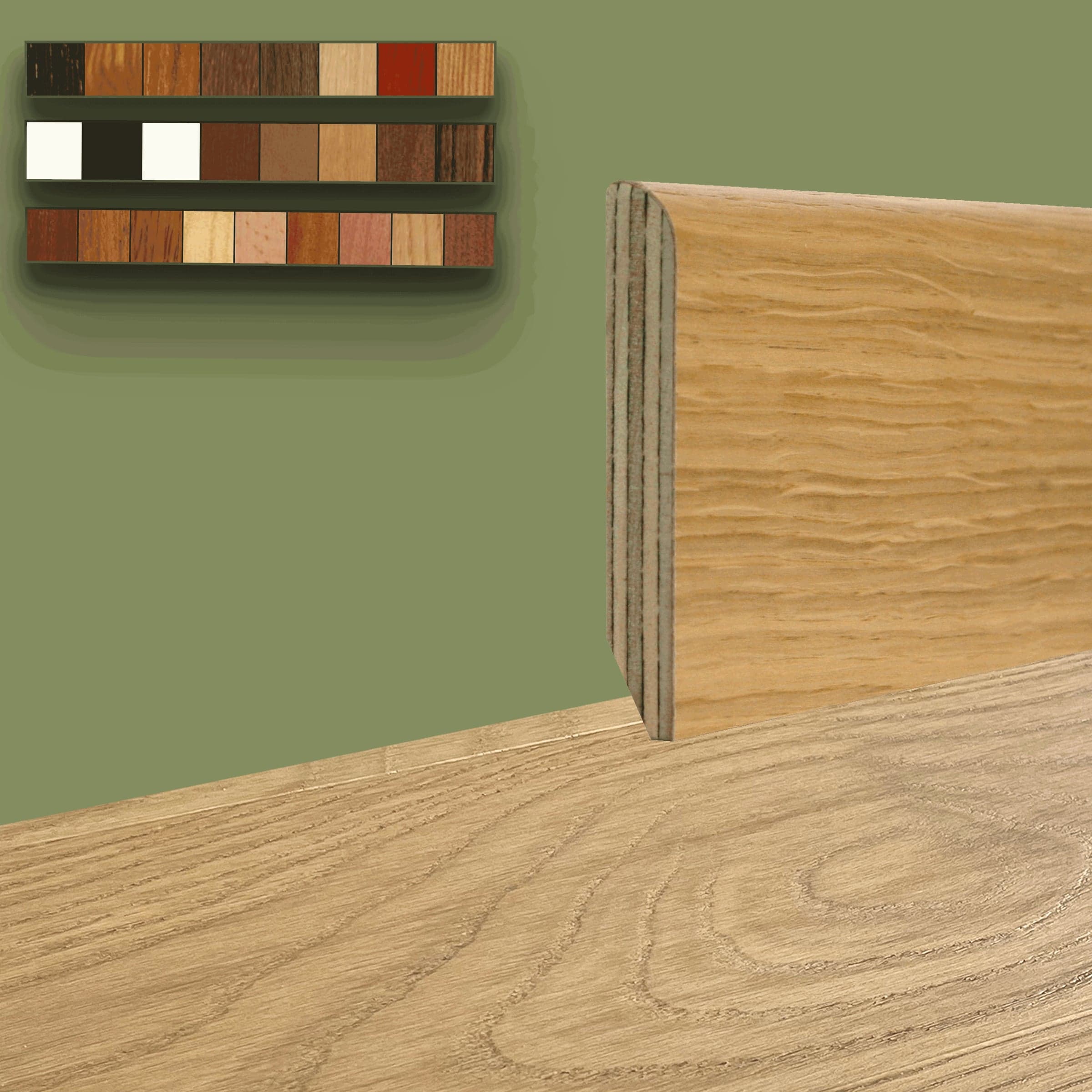 Battiscopa Zoccolino BC legno multistrato impiallacciato 70x10mm in tutte le essenze (prezzo al metro) - 1