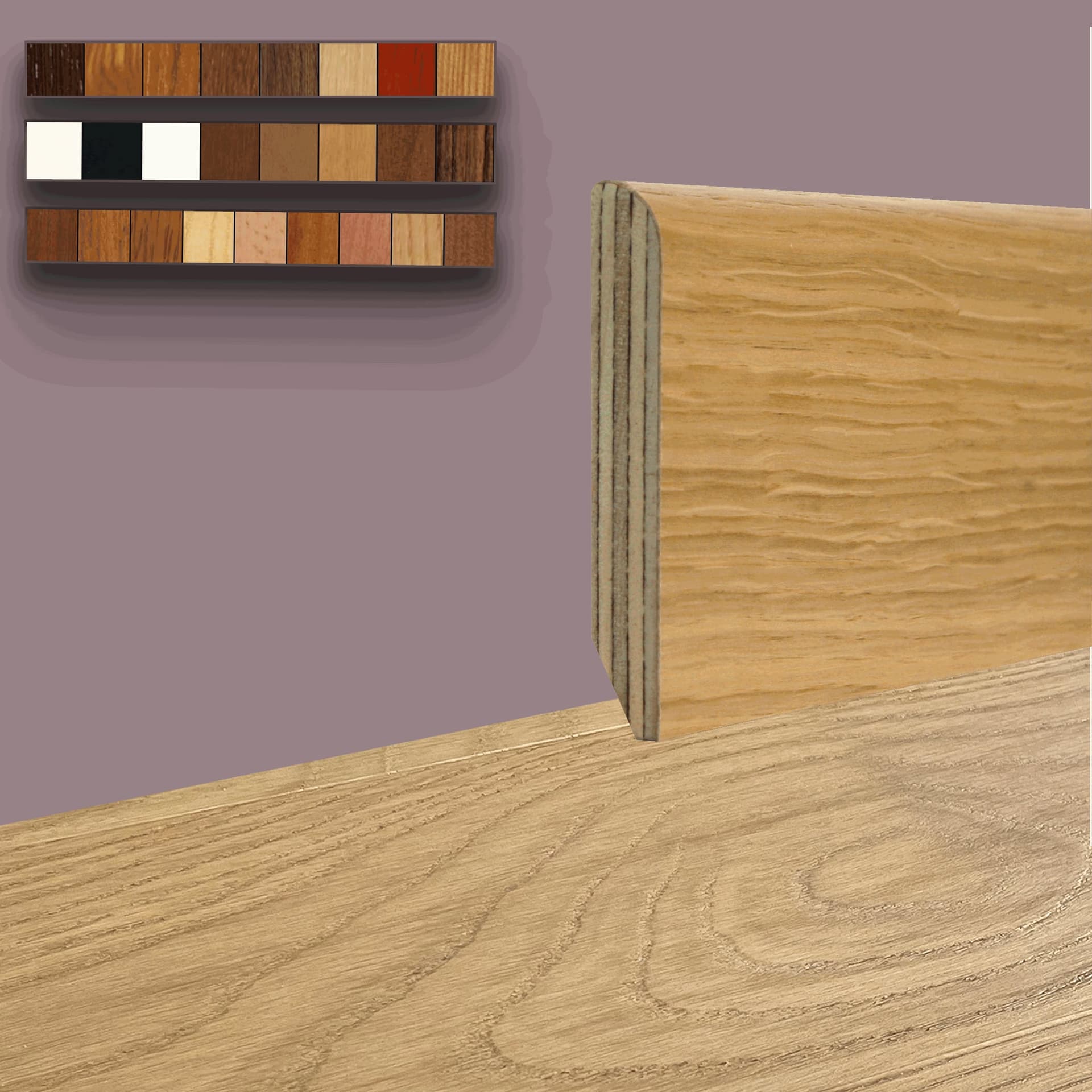 Battiscopa Zoccolino BC legno multistrato impiallacciato 70x10mm in tutte le essenze (prezzo al metro) - 2