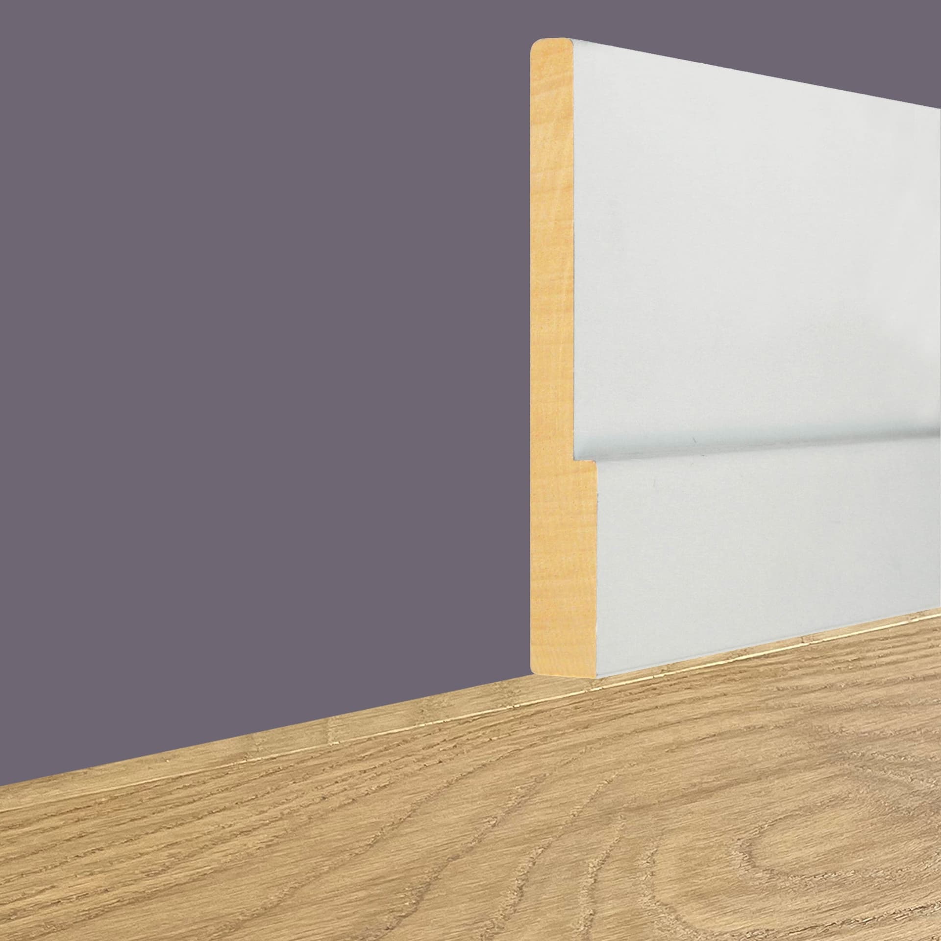 96ML di  Battiscopa in LEGNO MASSELLO moderno CESAR 80X15mm laccato bianco o grezzo