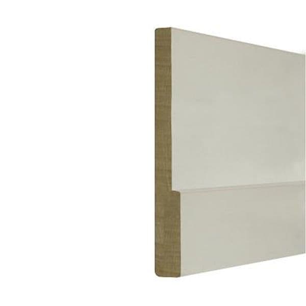96ML di  Battiscopa in LEGNO MASSELLO moderno CESAR 80X15mm laccato bianco o grezzo - 3