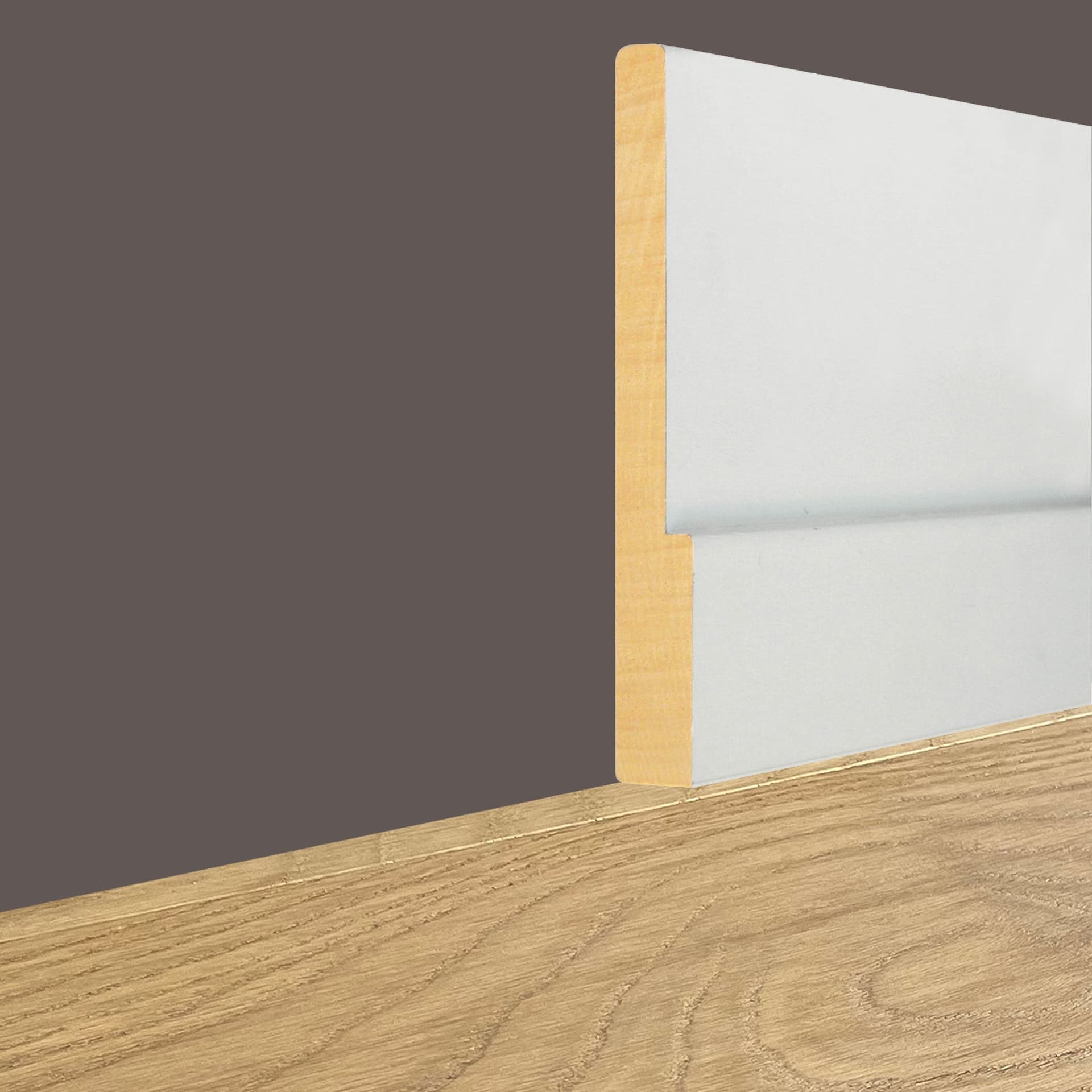 96ML di  Battiscopa in LEGNO MASSELLO moderno CESAR 80X15mm laccato bianco o grezzo - 6