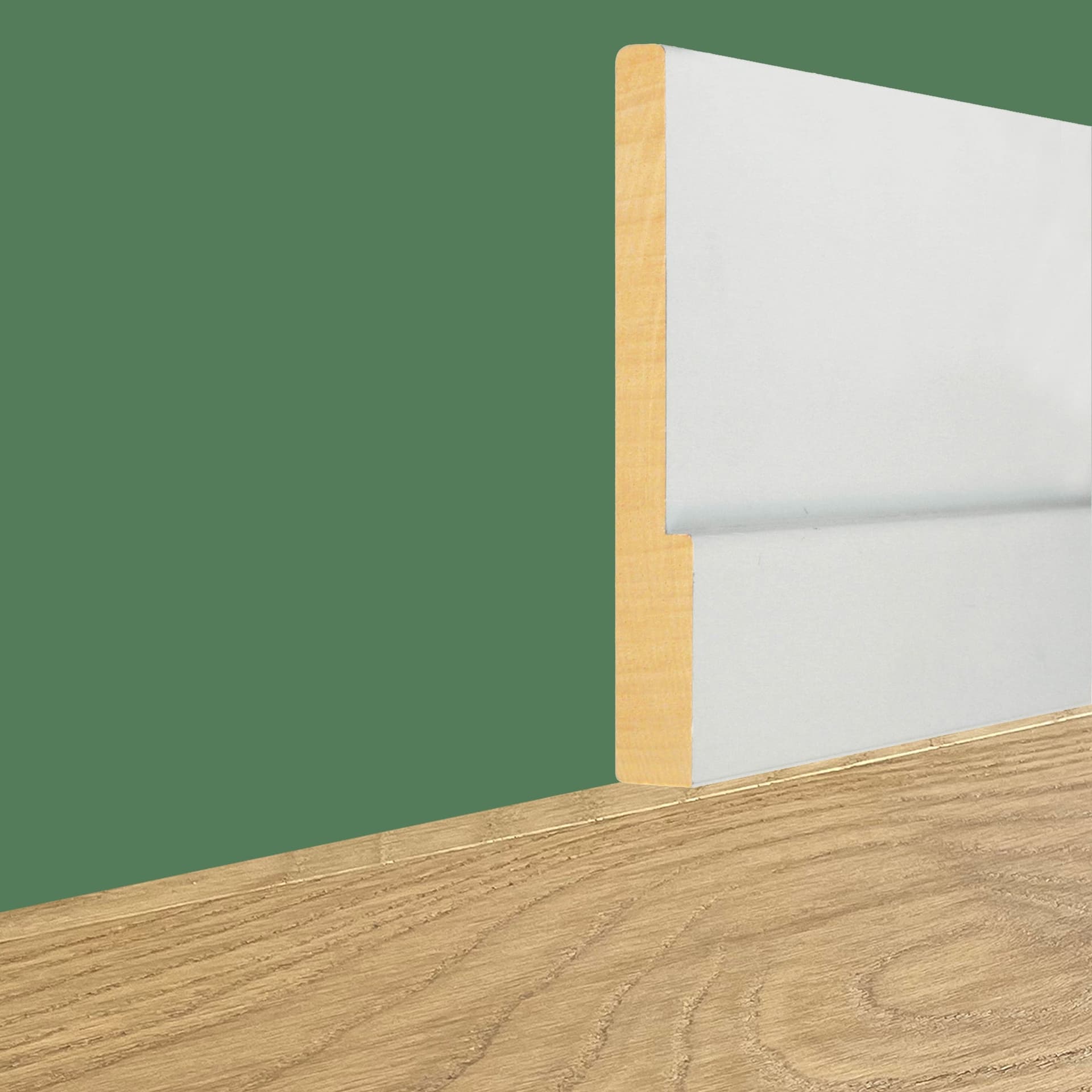 96ML di  Battiscopa in LEGNO MASSELLO moderno CESAR 80X15mm laccato bianco o grezzo - 7