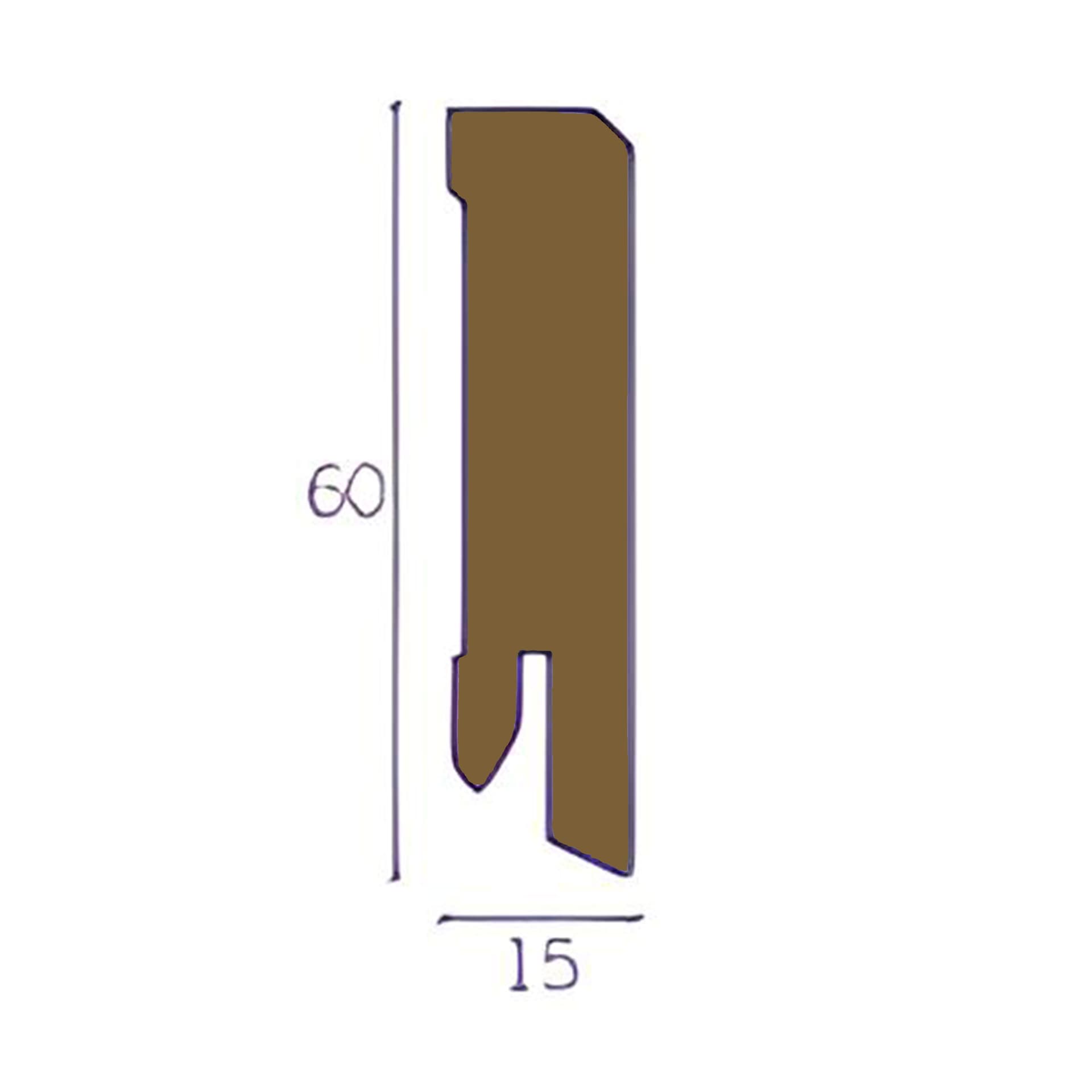 Battiscopa Squadrato BASSO MDF 60X15 tutte le essenze incl. ral 9016, nero, argento (prezzo al metro) - 33