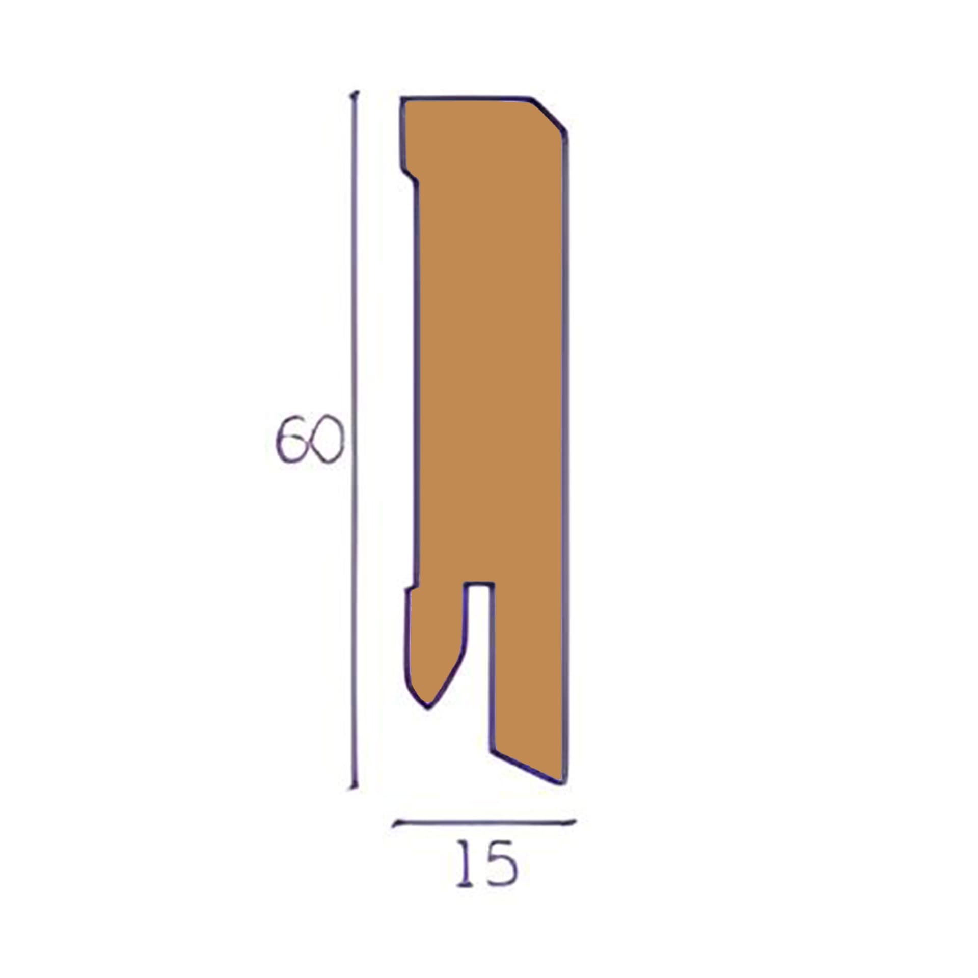 Battiscopa Squadrato BASSO MDF 60X15 tutte le essenze incl. ral 9016, nero, argento (prezzo al metro) - 29