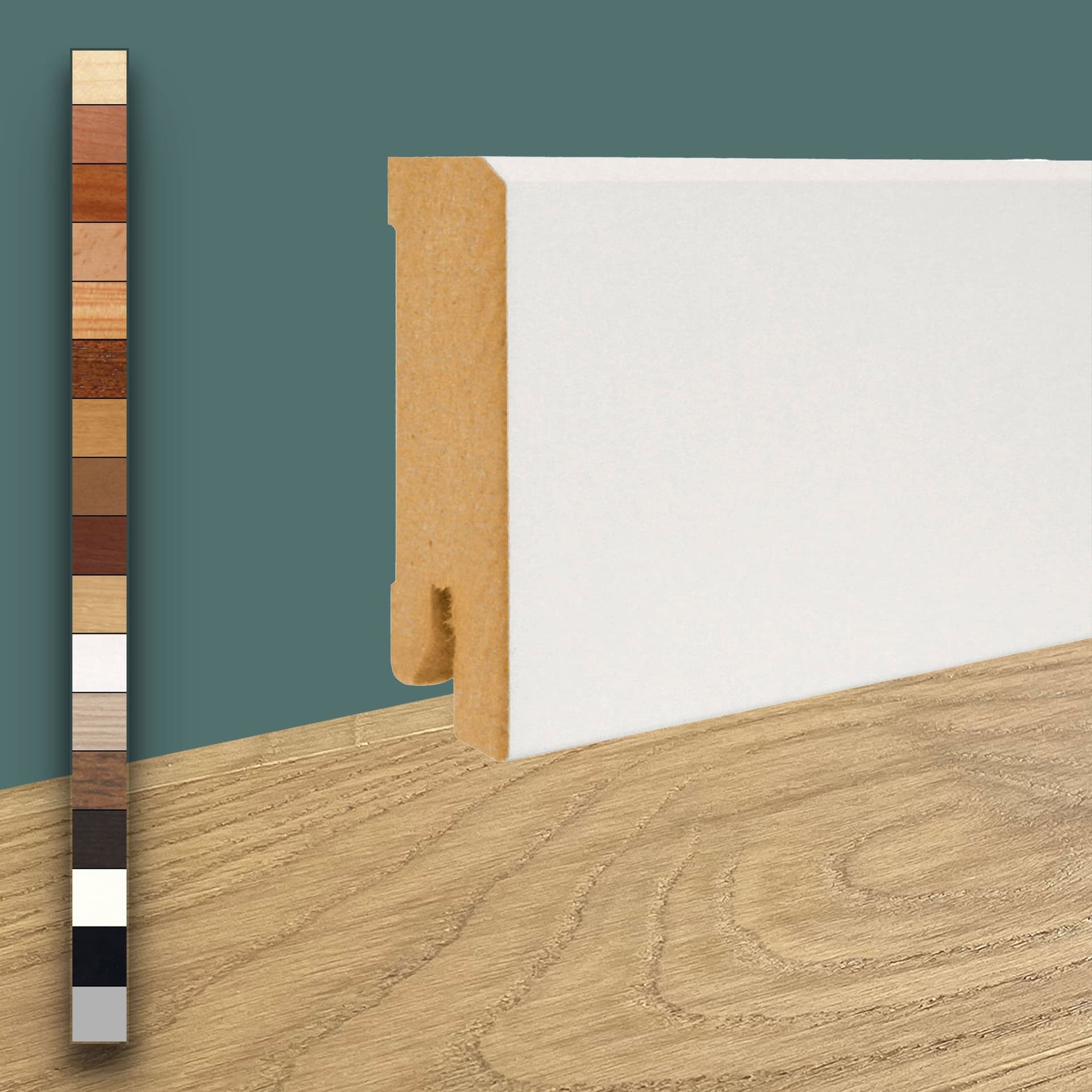 Battiscopa Squadrato BASSO MDF 60X15 tutte le essenze incl. ral 9016, nero, argento (prezzo al metro) - 2