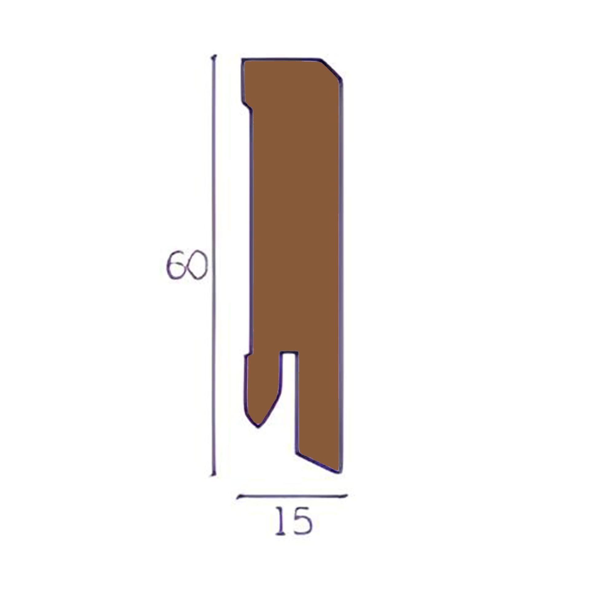 Battiscopa Squadrato BASSO MDF 60X15 tutte le essenze incl. ral 9016, nero, argento (prezzo al metro) - 13
