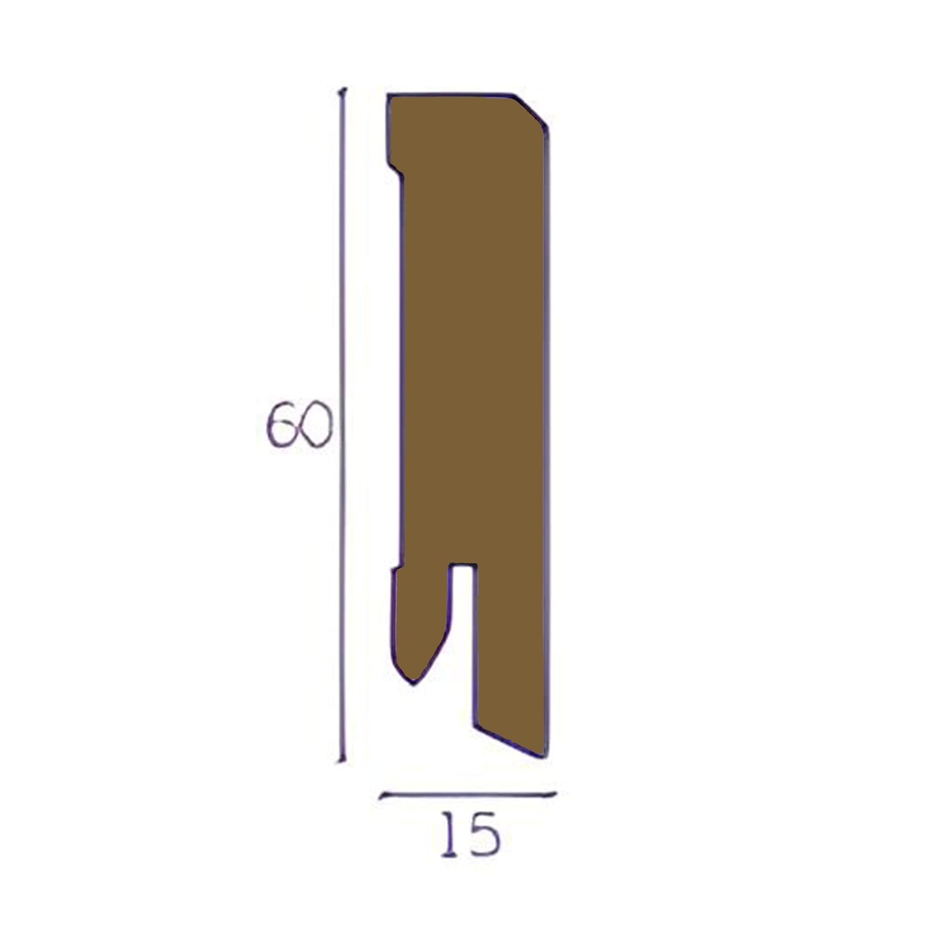 Battiscopa Squadrato BASSO MDF 60X15 tutte le essenze incl. ral 9016, nero, argento (prezzo al metro) - 17
