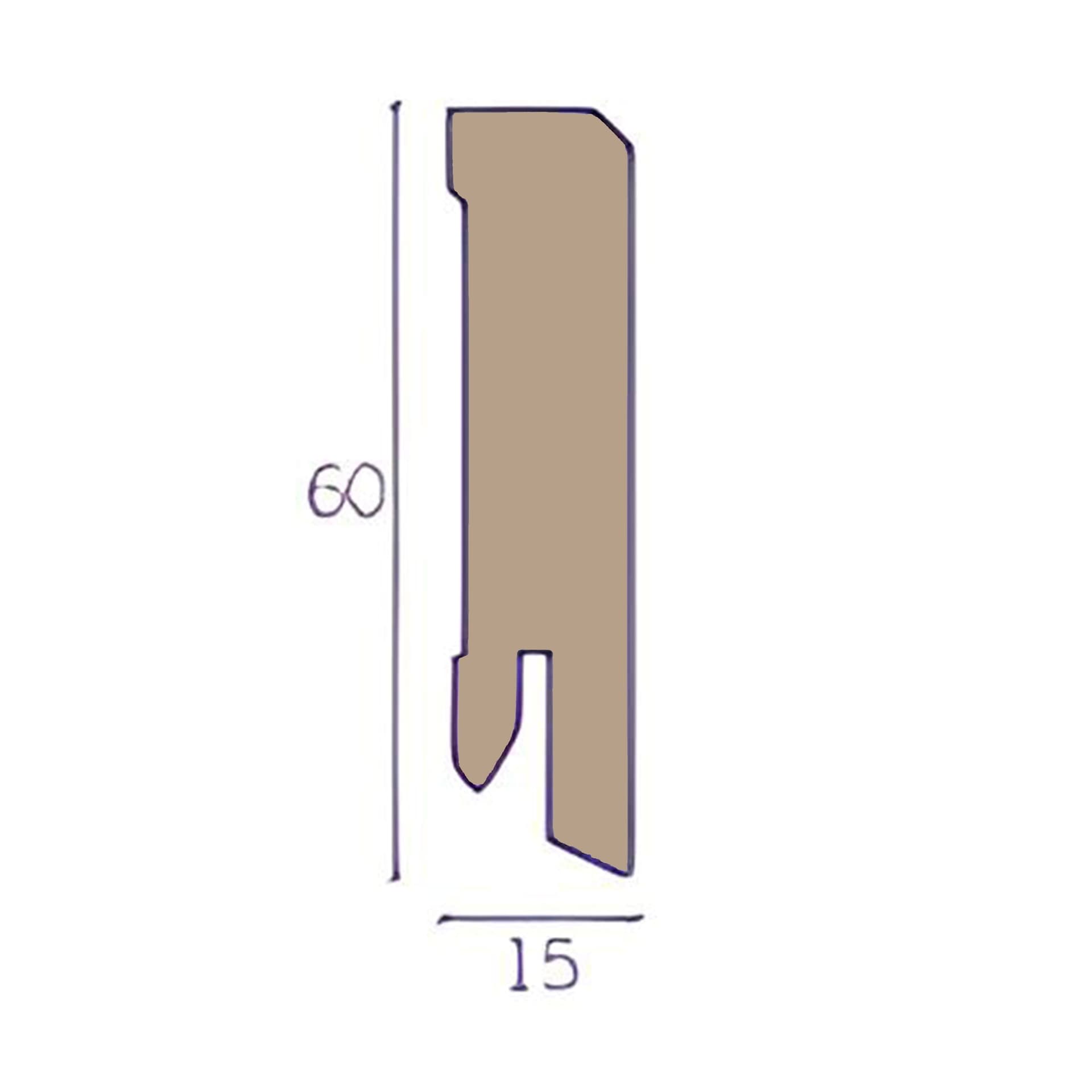 Battiscopa Squadrato BASSO MDF 60X15 tutte le essenze incl. ral 9016, nero, argento (prezzo al metro) - 18