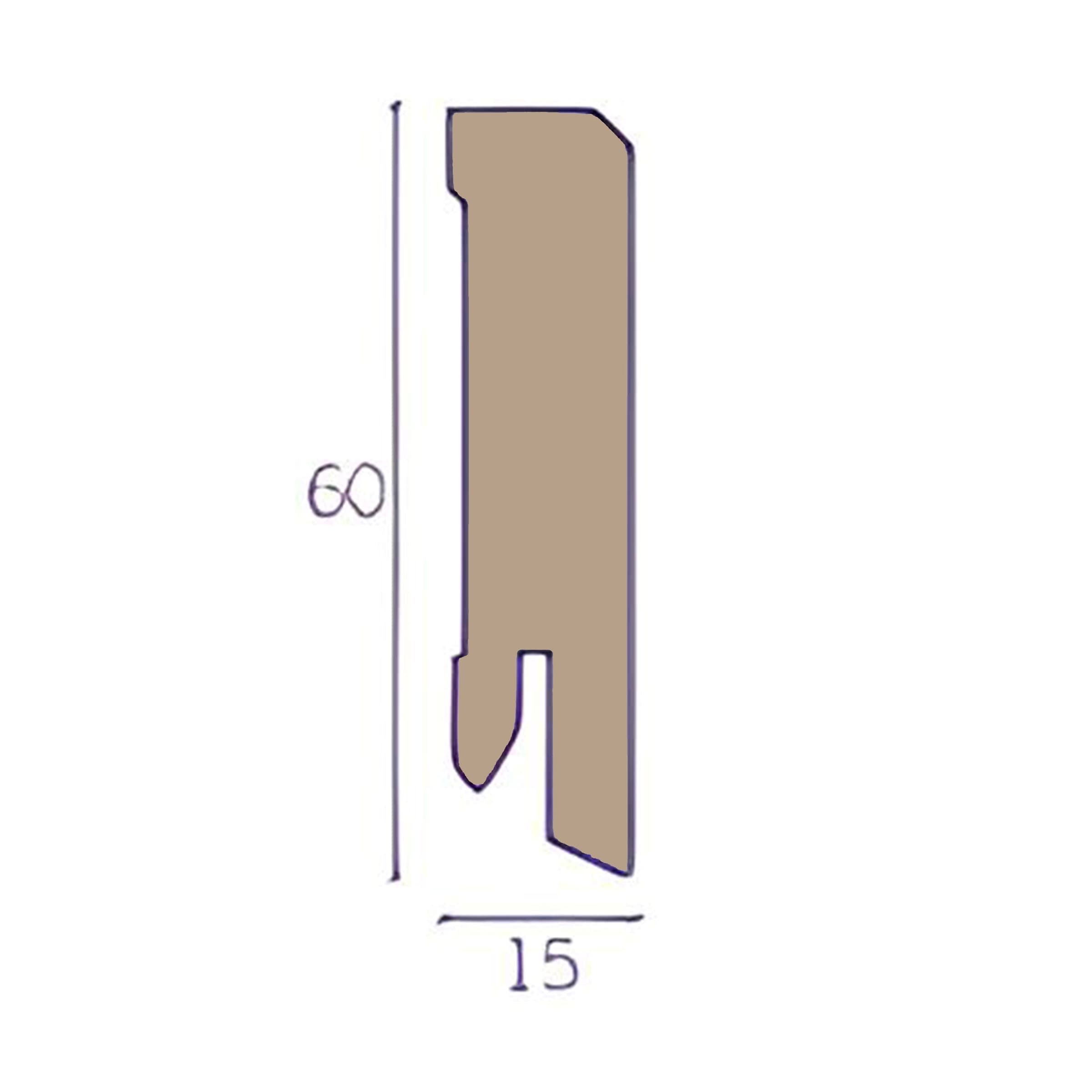 Battiscopa Squadrato BASSO MDF 60X15 tutte le essenze incl. ral 9016, nero, argento (prezzo al metro) - 18