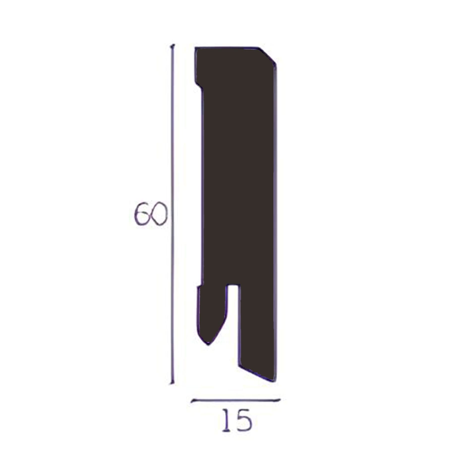 Battiscopa Squadrato BASSO MDF 60X15 tutte le essenze incl. ral 9016, nero, argento (prezzo al metro) - 19