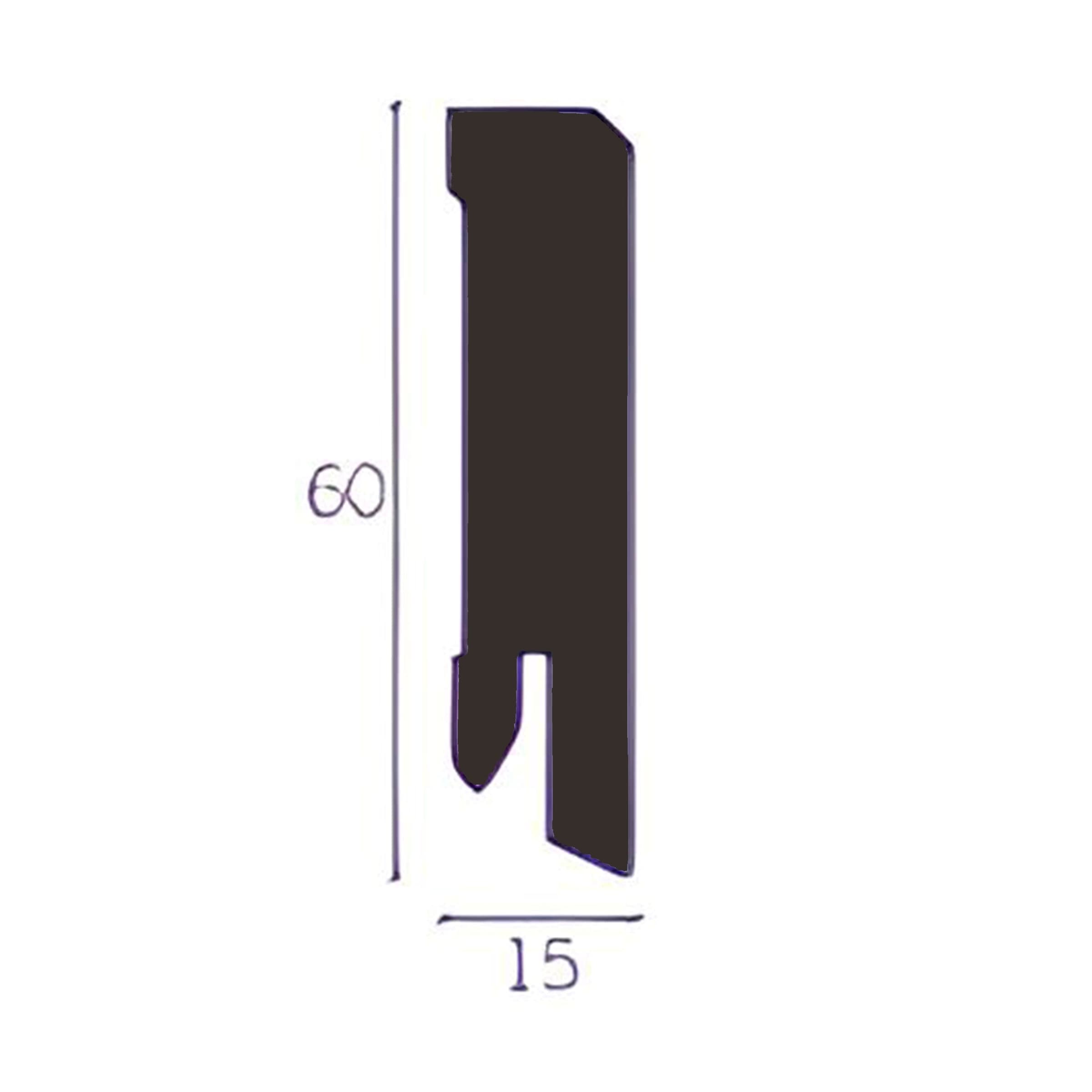 Battiscopa Squadrato BASSO MDF 60X15 tutte le essenze incl. ral 9016, nero, argento (prezzo al metro) - 19