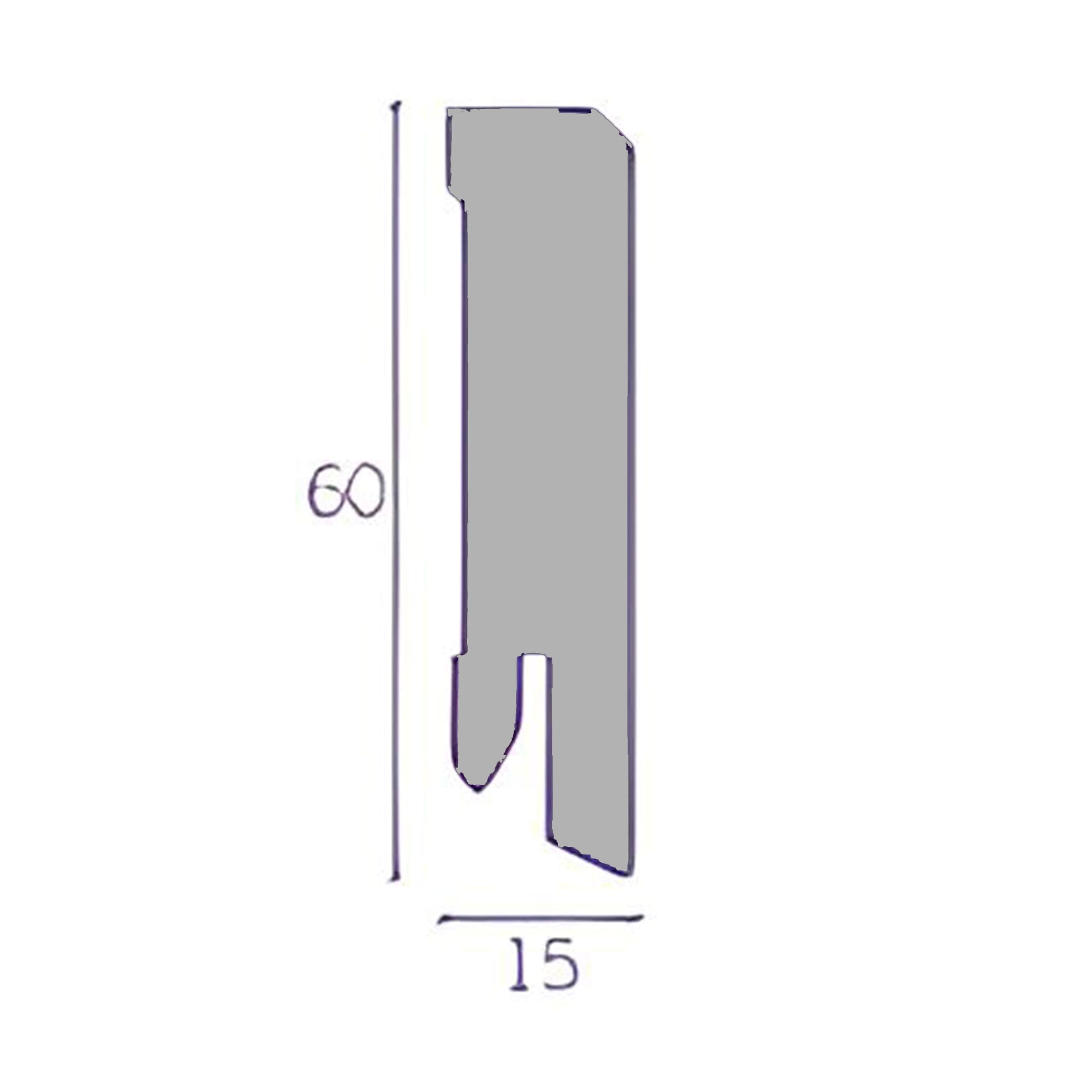 Battiscopa Squadrato BASSO MDF 60X15 tutte le essenze incl. ral 9016, nero, argento (prezzo al metro) - 4