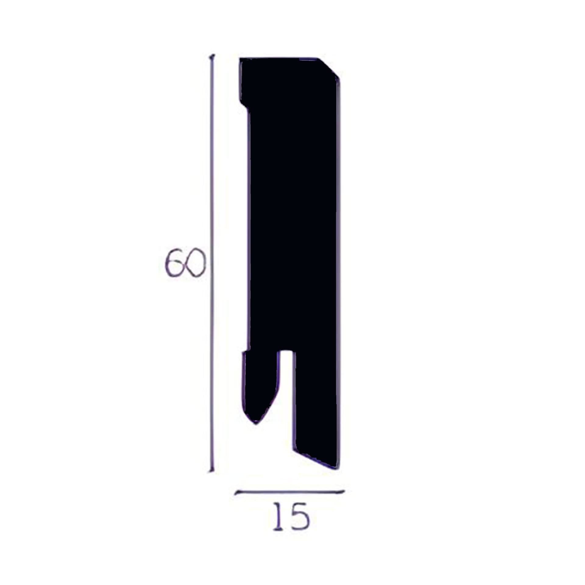 Battiscopa Squadrato BASSO MDF 60X15 tutte le essenze incl. ral 9016, nero, argento (prezzo al metro) - 10