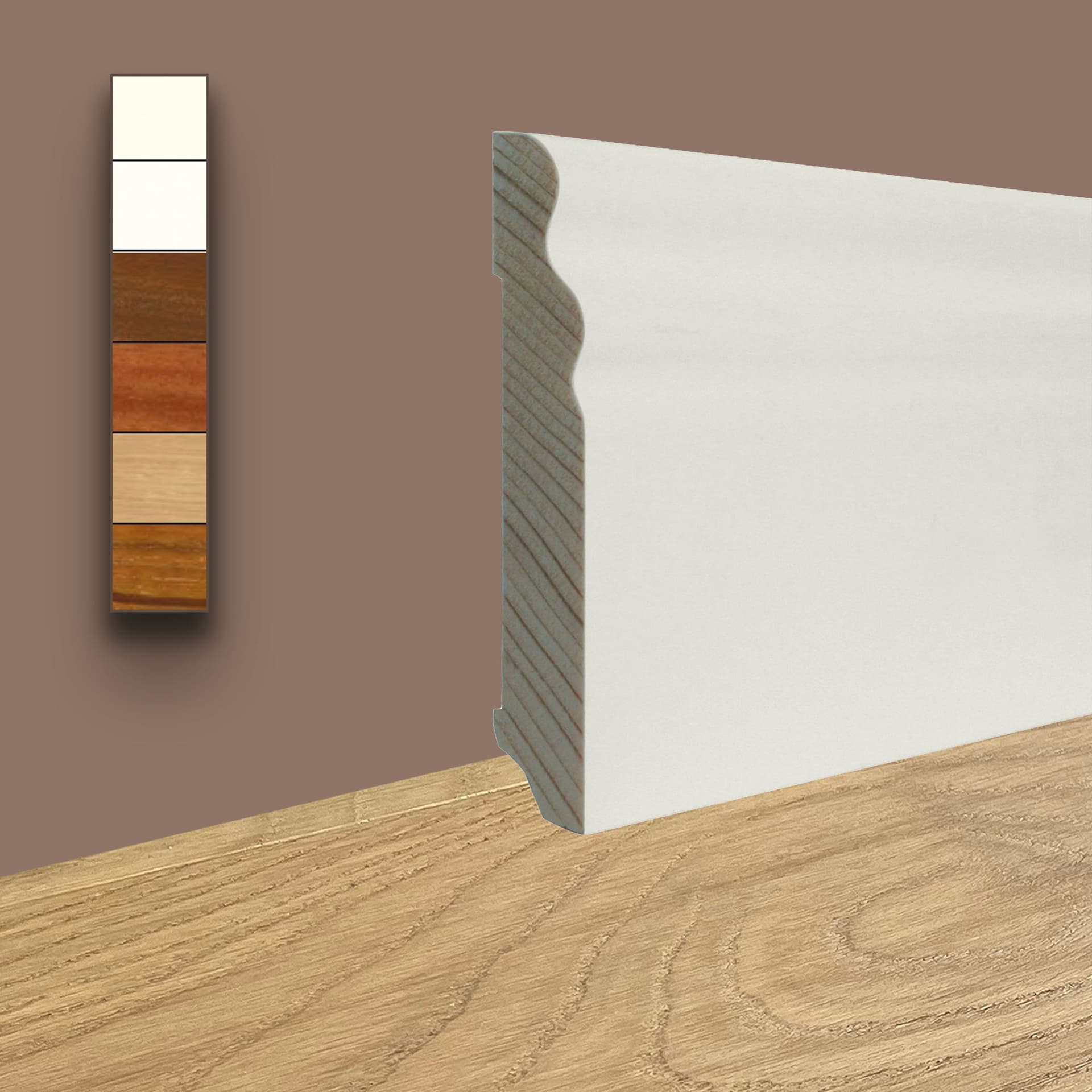 battiscopa DUCALE in Legno massello 100x15 impiallacciato in essenza o bianchi RAL (prezzo al metro) - 2