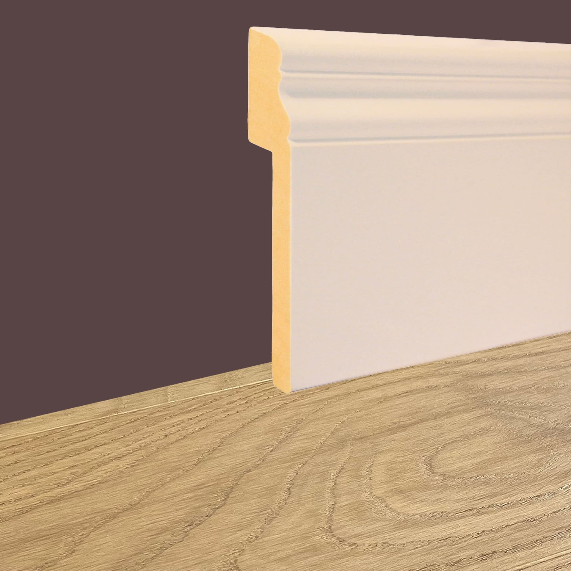 Coprimarmo Battiscopa Gran Ducale Fibra di legno 120X19mm Laccato bianco o ral 9010 (prezzo al metro) - 2