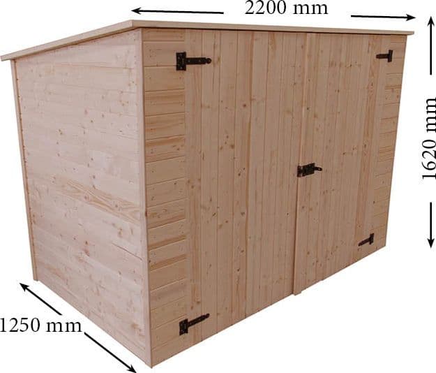 Casetta Di Legno A Pannelli Per Biciclette Con Pavimento Spessore 16mm 200x120cm - 3