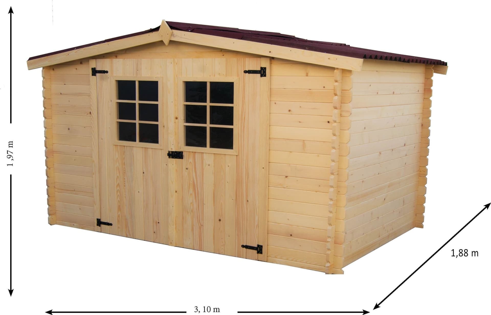 Casetta Di Legno A Tavole Ad Incastro Spessore 20mm Senza Pavimento 300x185cm AL 3019.02 N - 2