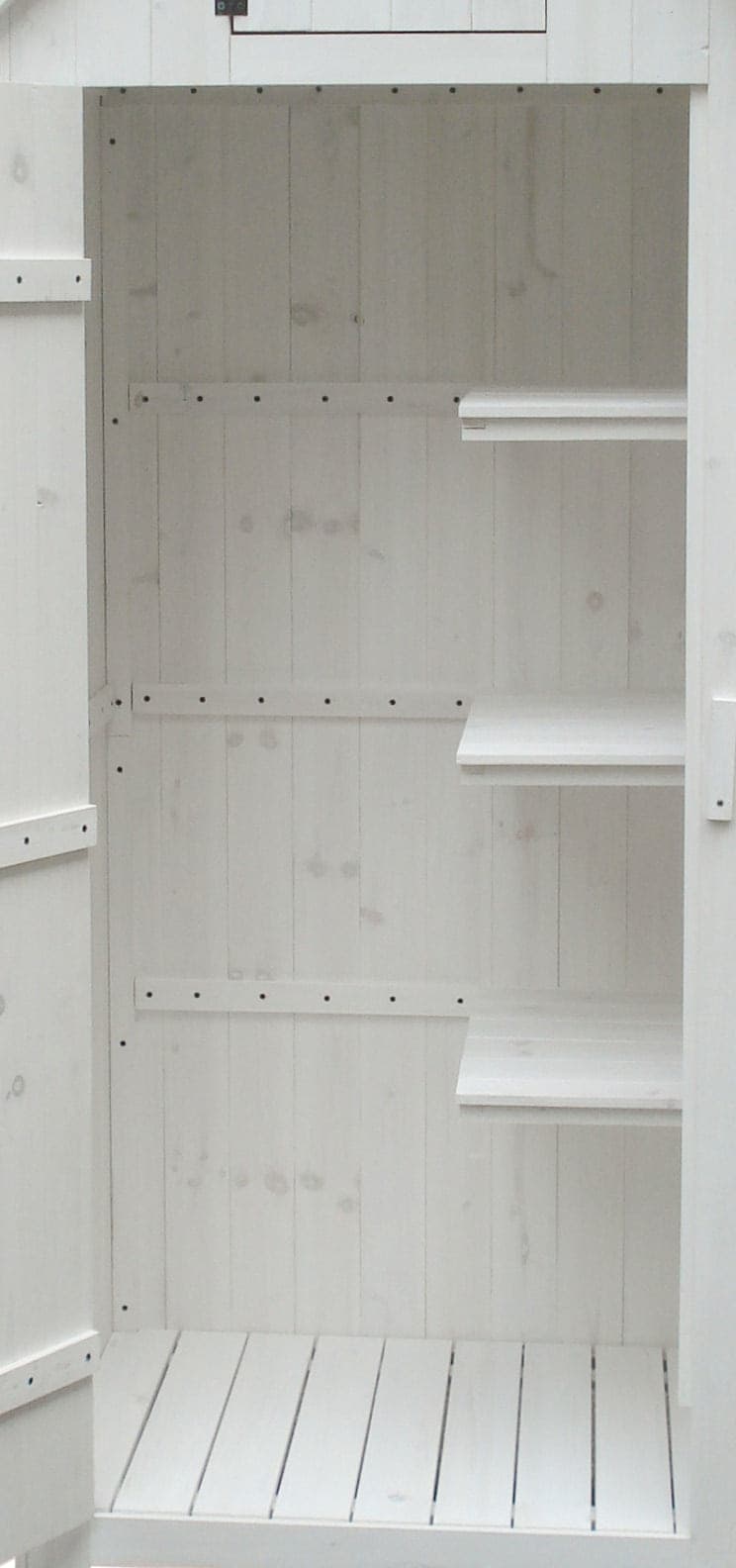 Armadio da giardino in legno di abete, impregnato, colore bianco, 3 ripiani - 3