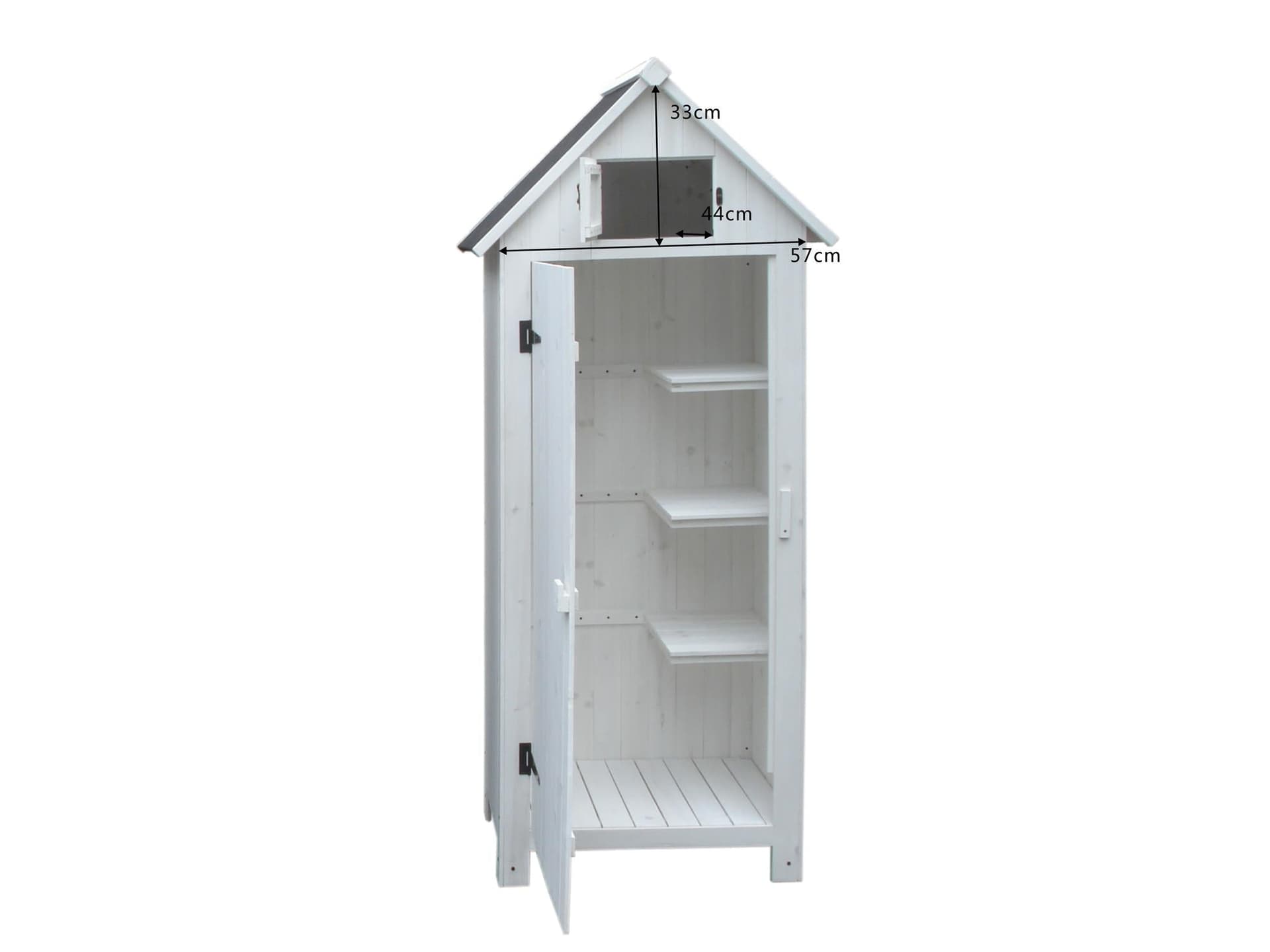 Armadio da giardino in legno di abete, impregnato, colore bianco, 3 ripiani - 5