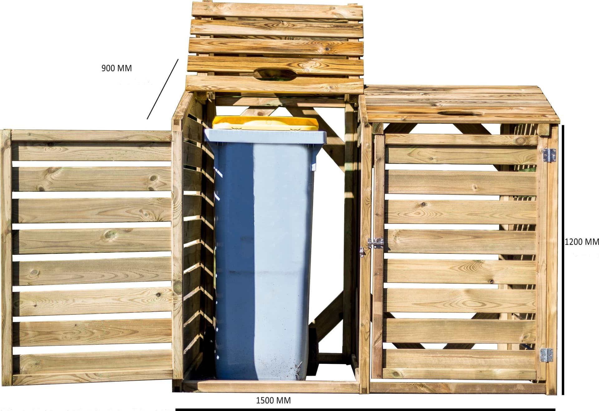 Copri Bidoni In Pino Silvestre Dotato Di Sportelli 150x12x90cm - 2